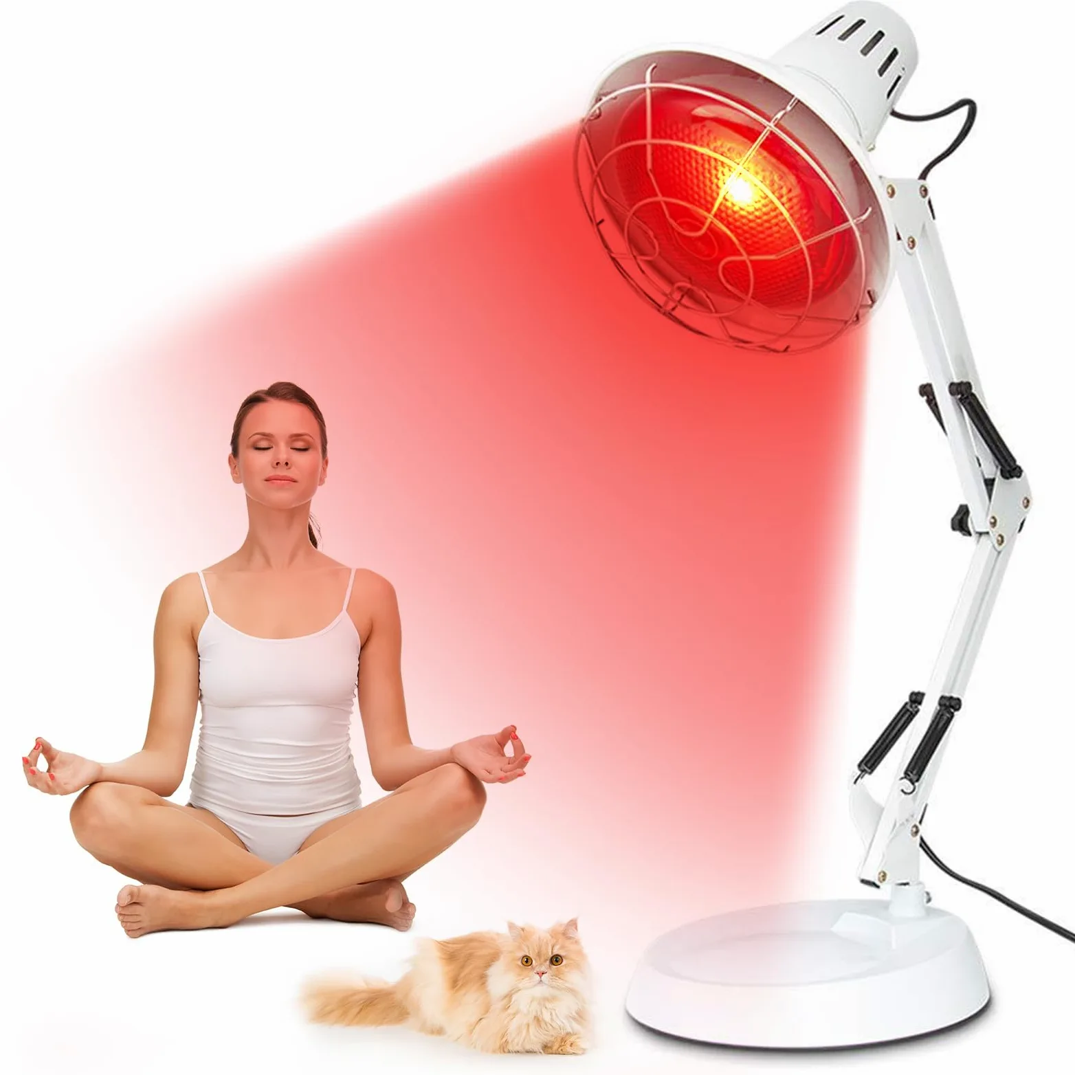 AUOROSI lampada infrarossi 100W,Lampada riscaldante a luce rossa, 600nm-1400nm Lampada per fisioterapia,Infrarossi terapia per uso domestico,Bianca
