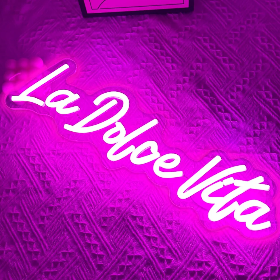 La Dolce Vita Targa neon per decorazione da parete, idea regalo per matrimoni, feste e compleanni, pratiche luci al neon a LED per la decorazione della casa