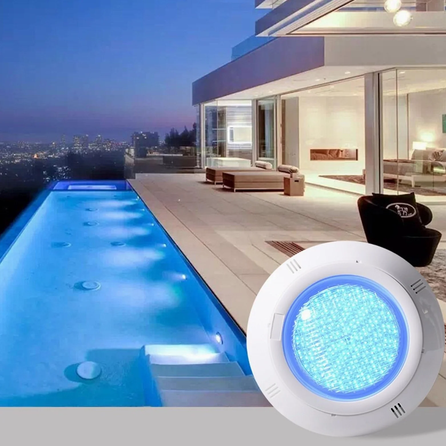 EDEDE Luci Piscina, Luce Subacquea telecomandata Luce for Piscina for Esterni Paesaggio Ip68 Luce for Piscina a LED Colorata a Bassa Tensione 12v Impermeabile(White,45W)