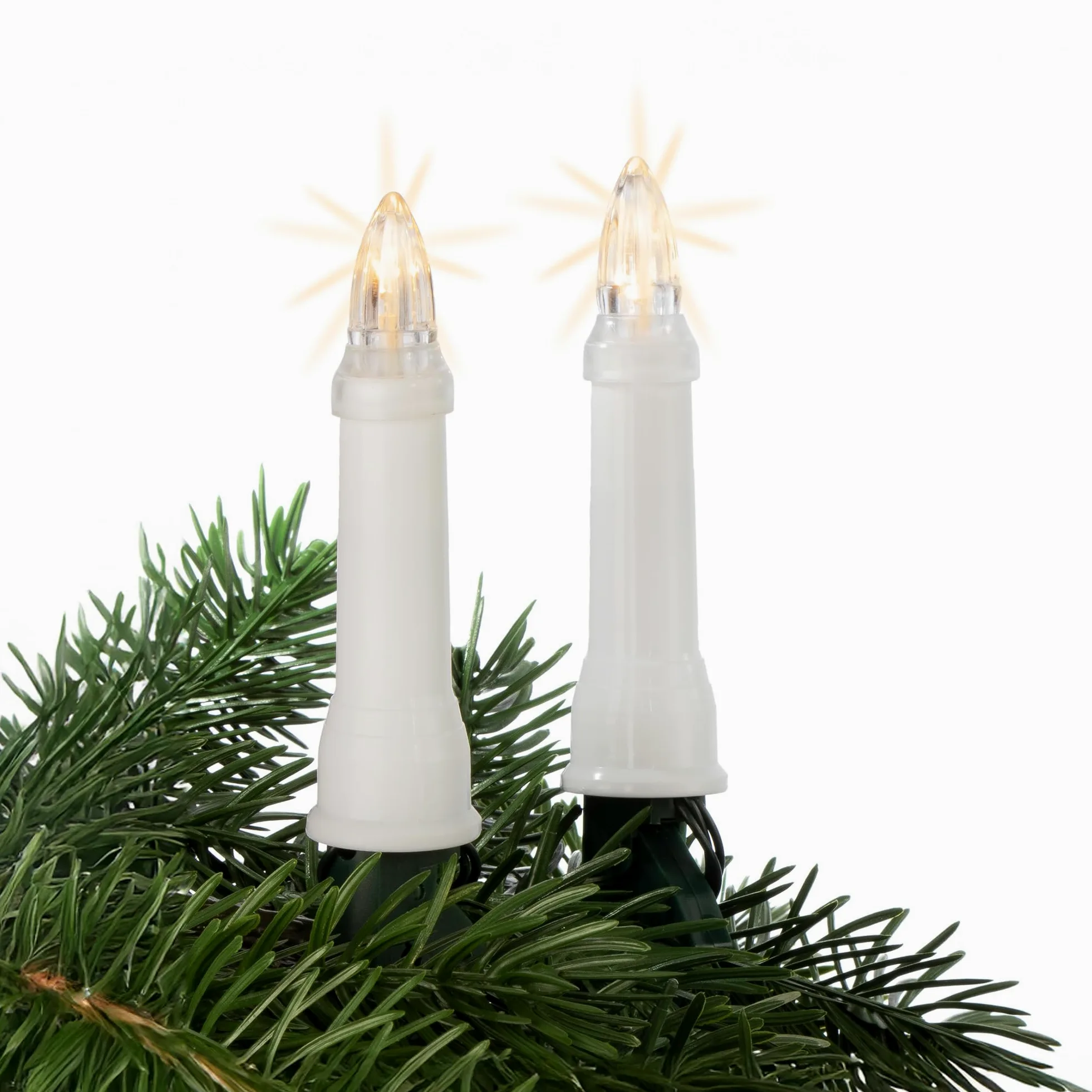 Hellum Catena luminosa per albero di Natale esterno con spina e clip, 45 candele LED per albero di Natale, 19,8 m, cavo alimentazione 5 m, codolo bianco, cavo nero, < 59 lm, 640410
