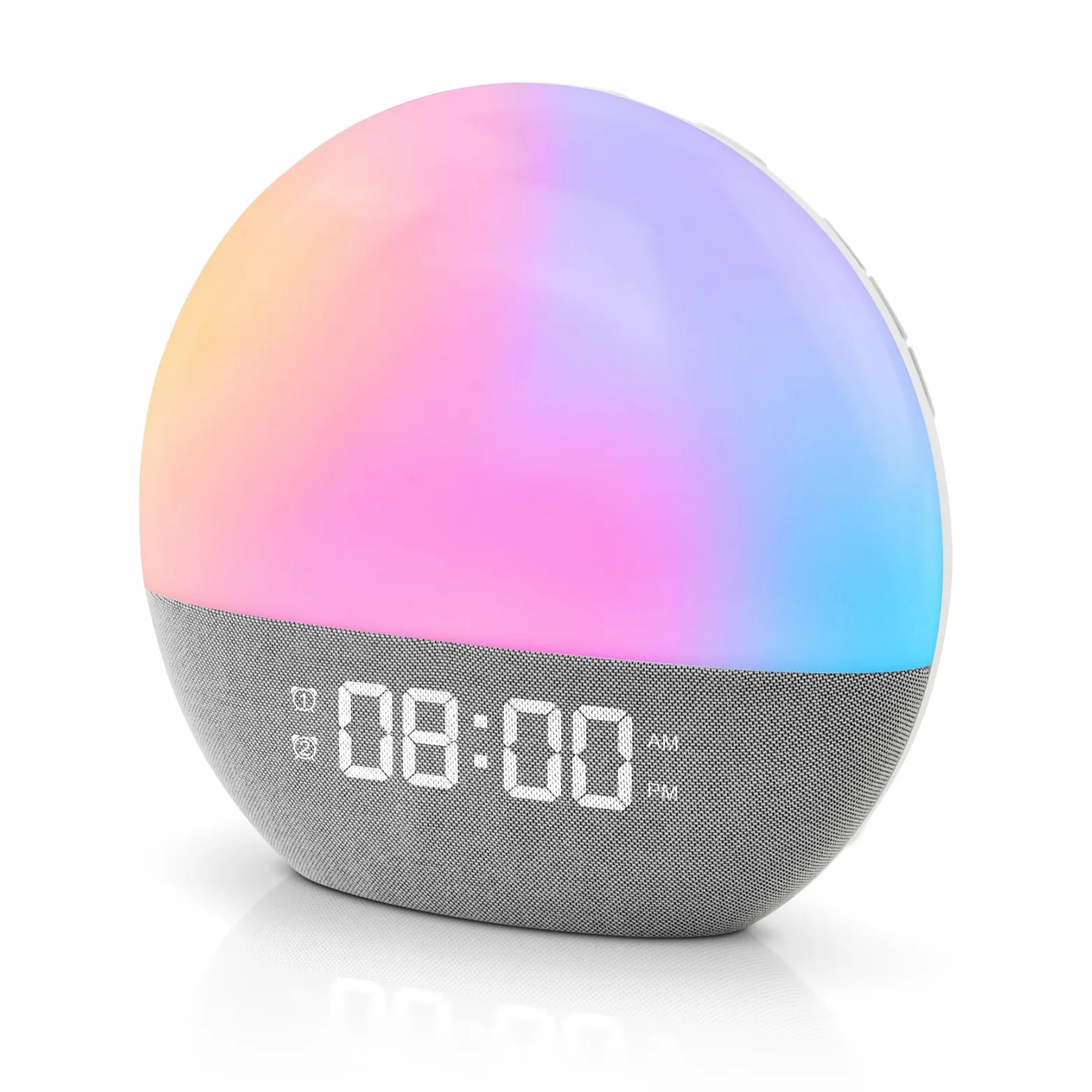 Sunrise alarm clock,Wake Up Light,Luce Sveglia da Comodino,Sveglia alba,Sveglia Simulazione Dell'alba,20 Luminosità,10 Colori,24 Suoni Naturali,Funzione snooze,Radio FM,Per Adulti e Bambini