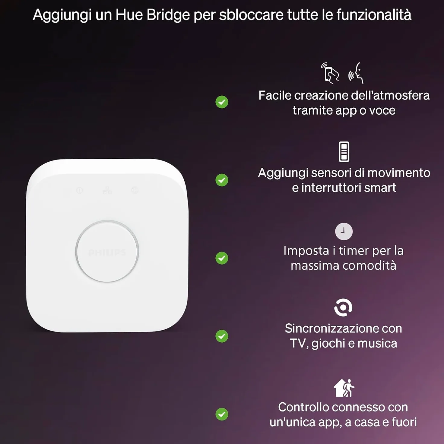 Philips Hue Essential Smart LED GU10 (Confezione da 4), Lampadina smart con luce bianca e colorata, Lampadina intelligente 4.7 W, Luce smart compatibile con Alexa, Google Assistant e Apple Home