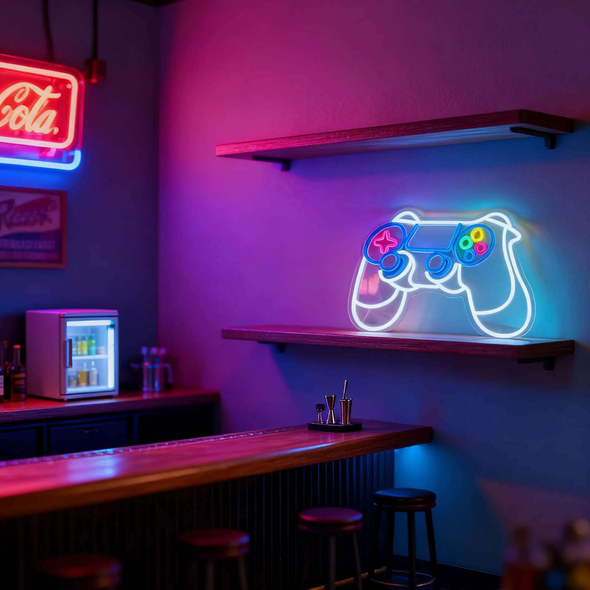 Cartello al neon con controller di gioco, luce al neon decorativa alimentata tramite USB, per sala da gioco, adolescenti, ragazzi, ragazze, camera da letto, soggiorno, tavolo da parete, decorazione a