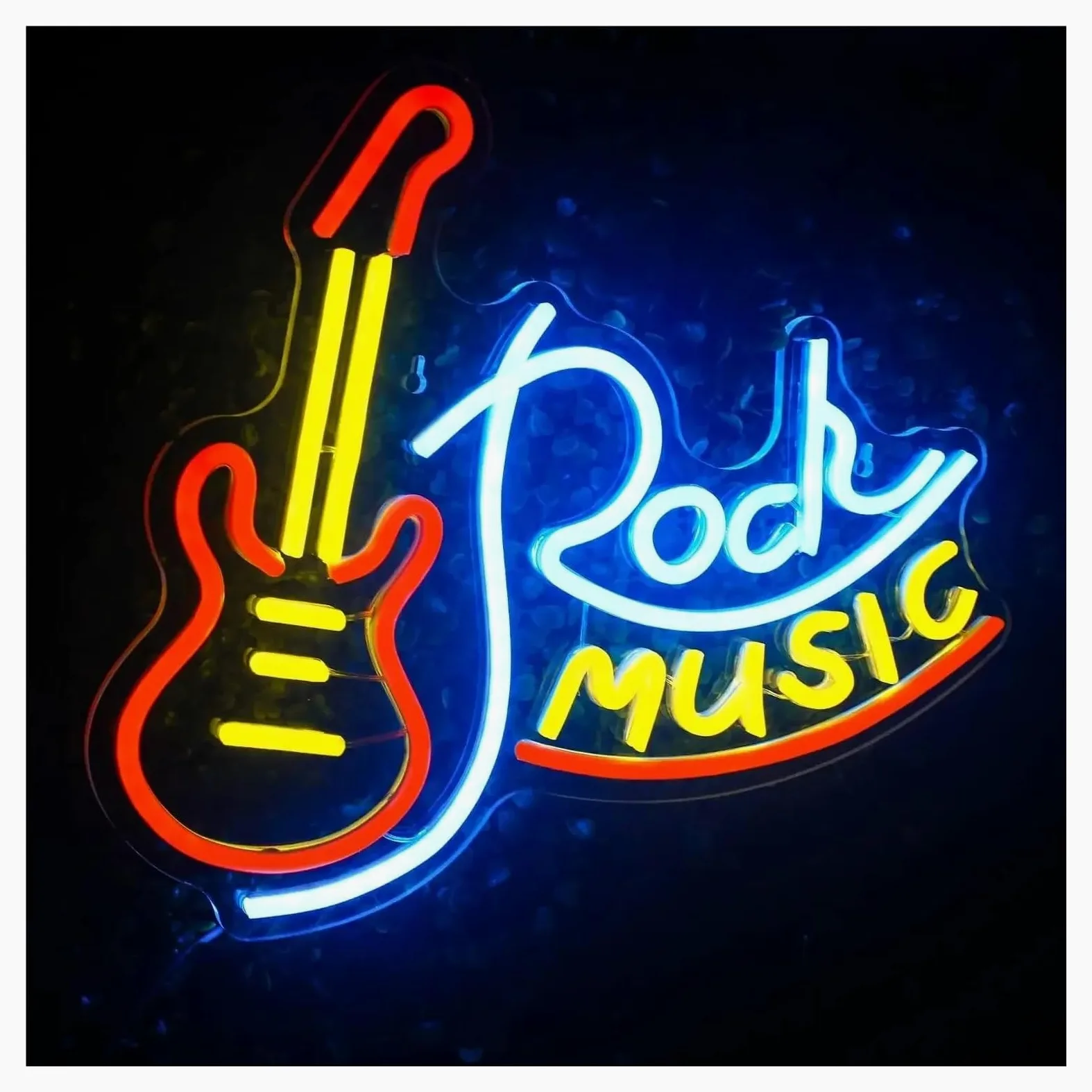 XENITE Luci al Neon Da Parete Decorazione Da Parete Con Insegna Al Neon Per Musica Rock, Sala Giochi, Bar, Negozio, Festival Musicale, Decorazione Per Feste Rock 32x38cm