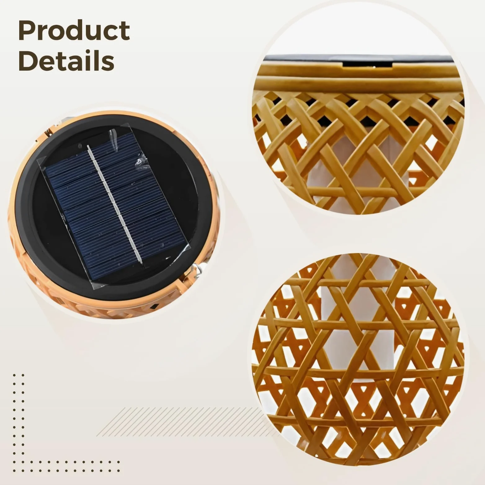 Lanterna da tavolo in rattan intrecciato a energia solare, altezza 35 cm, diametro 17 cm, grado di protezione IP44, ideale per giardini e balconi
