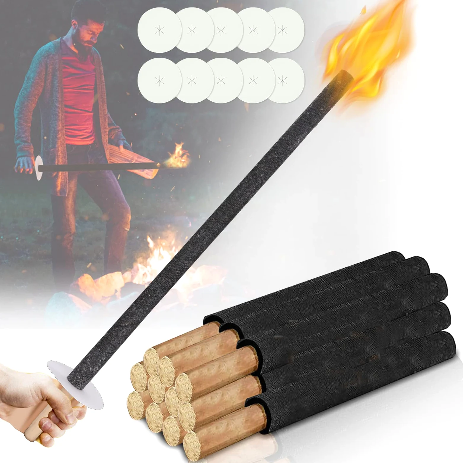 Eulenke 100 torce per esterni, durata 45 minuti, torce da giardino, torce per escursioni a torcia, feste, giardino, falò, Capodanno, Natale, martinaggio, 42 cm