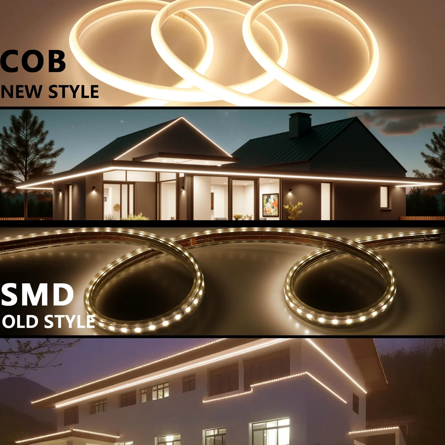 BENLUN Striscia LED COB 220V Esterno Impermeabile 30 metri, 3000K Bianco Caldo 300W 288LEDs/M CRI 90+ Luci LED, Strisce LED senza Trasformatore per Commerciale, Camera da letto