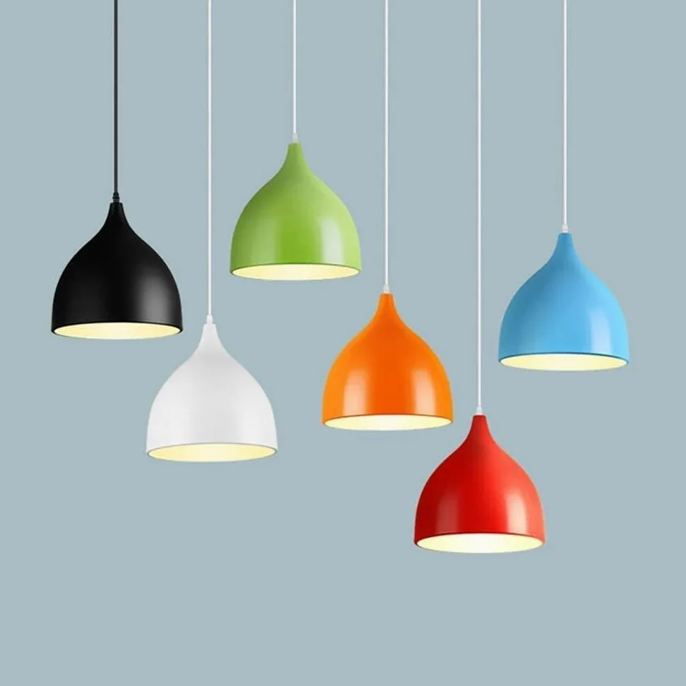 Lampadario Nordico in Metallo Lampada a Forma di Goccia d'Acqua Soffitto Base E27 Testa Singola Comodino NG