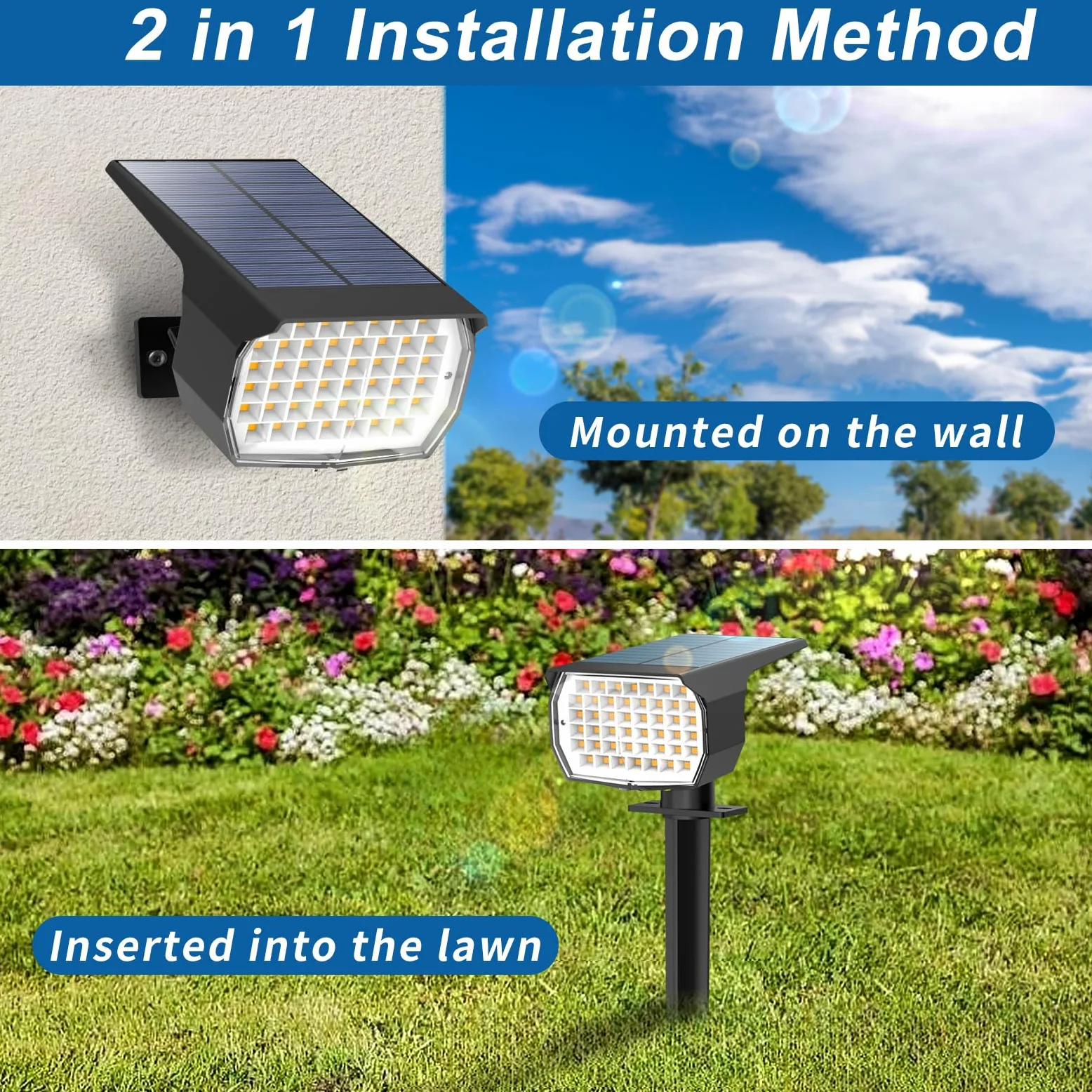 WENATY Faretti solari per esterni impermeabili IP65, confezione da 6 faretti paesaggistici con 46 LED caldi