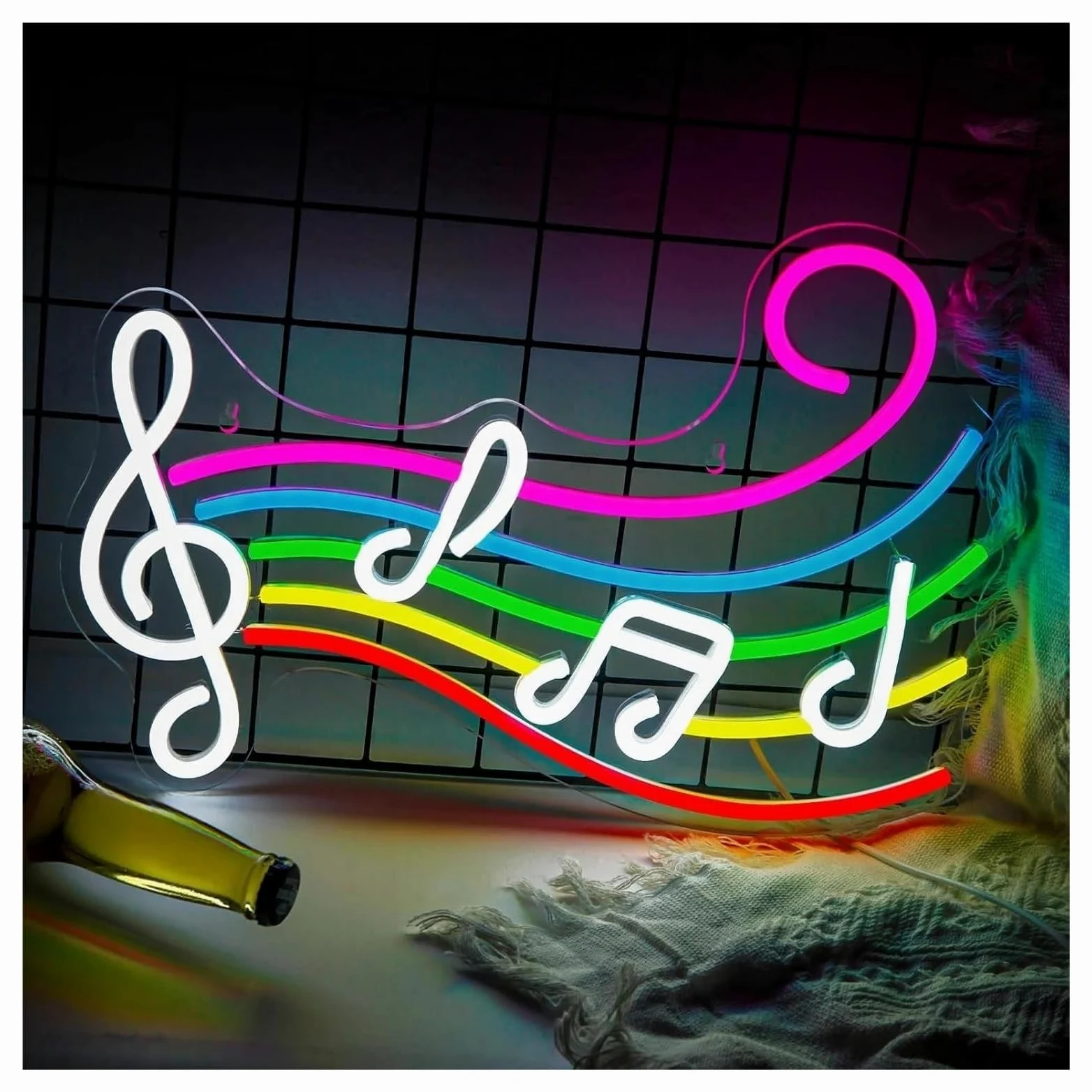 Luci al Neon Da Parete Insegne Al Neon Note Musicali, Luce Al Neon Luminosità Regolabile Alimentata Tramite USB, Adatta Per Decorazioni Da Parete Per Negozi E Case 28cmx37.5cm