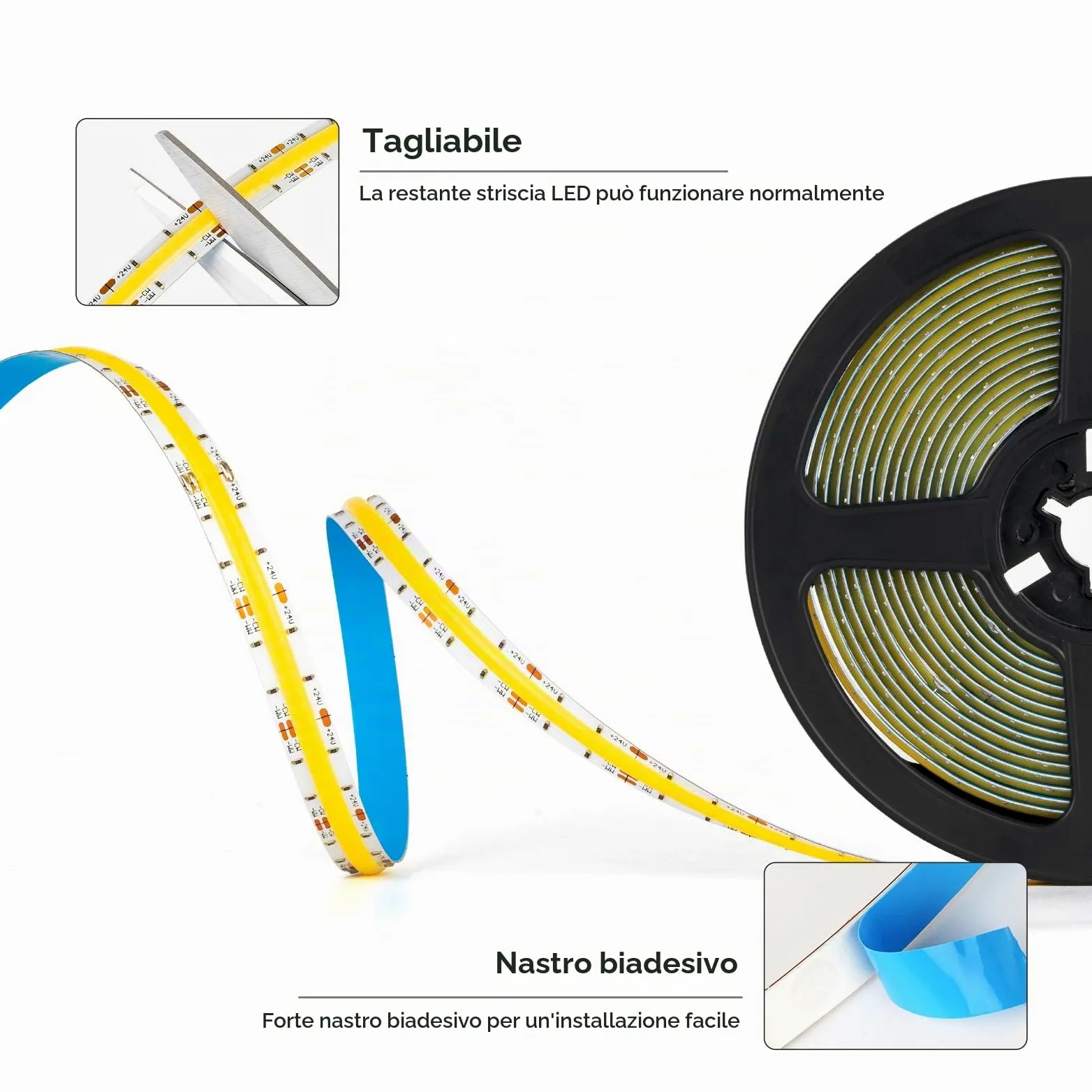 BTF-LIGHTING FCOB COB FOB CCT 24V Kit Flessibile Alta Densità 640LED/m 5M Regolatore Dimmerabile RF Tunable CT 3000K-6000K CRI>90 Strisce LED per Camera da Letto Cucina Casa con Adattatore