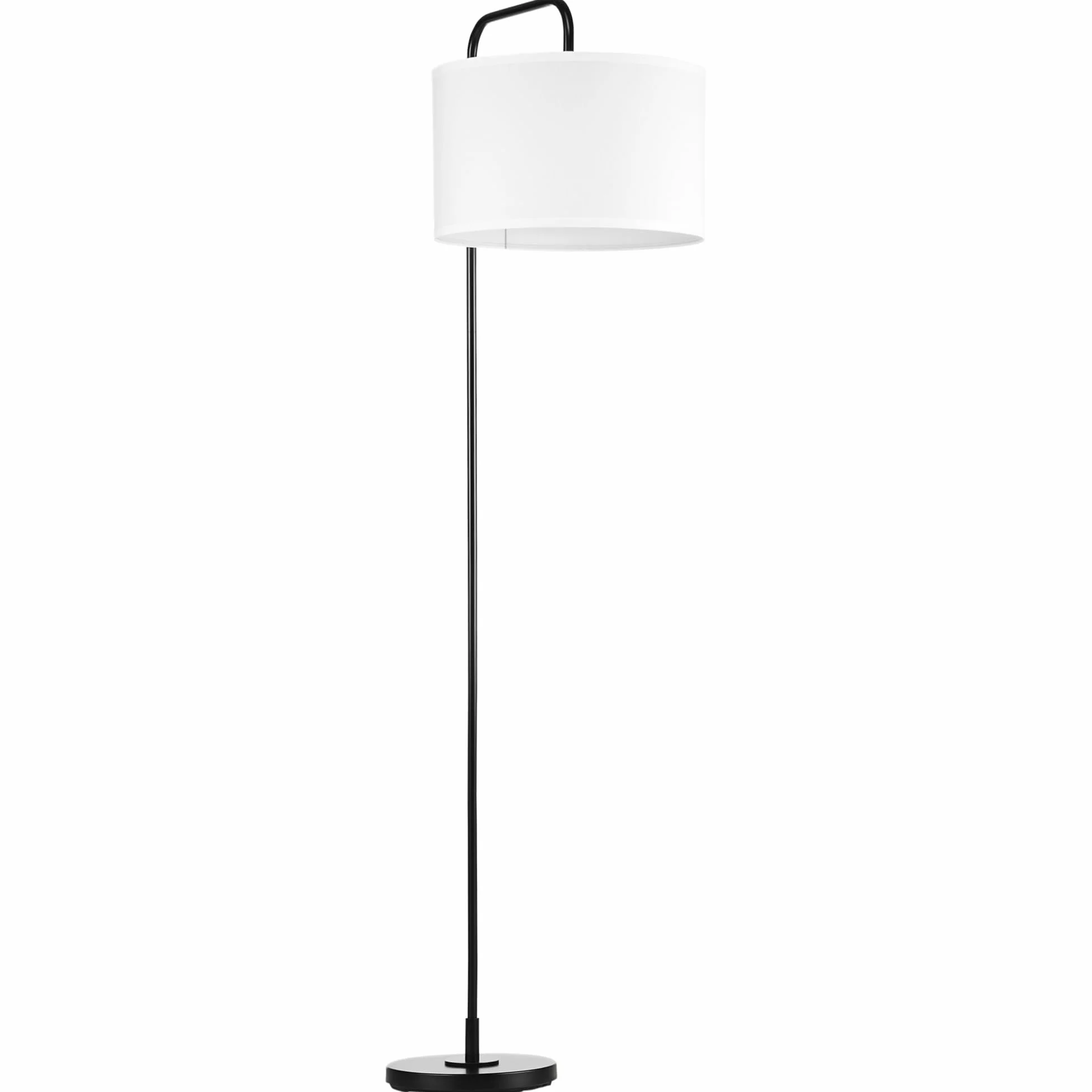 HOMCOM Lampada da Terra Arcuata con Interruttore a Pedale e Paralume in Tessuto Effetto Lino, Piantana Lampada da Terra in Acciaio, 64x38x163.5 cm, Bianca e Nera