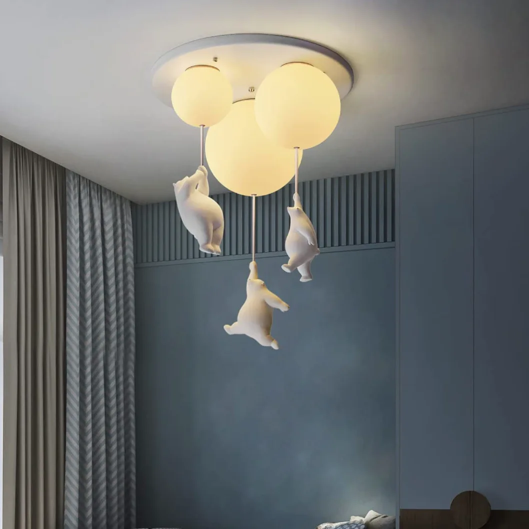 Plafoniera a LED a palloncino creativo con ciondolo a forma di orso polare Lampadario da soffitto per camera da letto per bambini adorabile per camera da letto, camera dei bambini