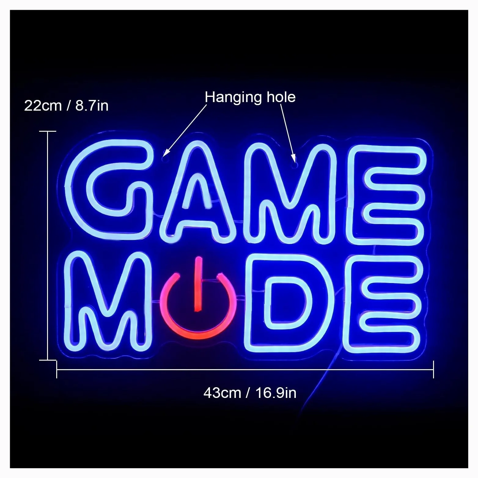Luci al Neon Da Parete Insegna Al Neon "Game Mode" Per Decorazioni Murali Sala Giochi Camera Da Letto Di Casa Area Videogiochi Luci A Led Dimmerabili 43x22cm