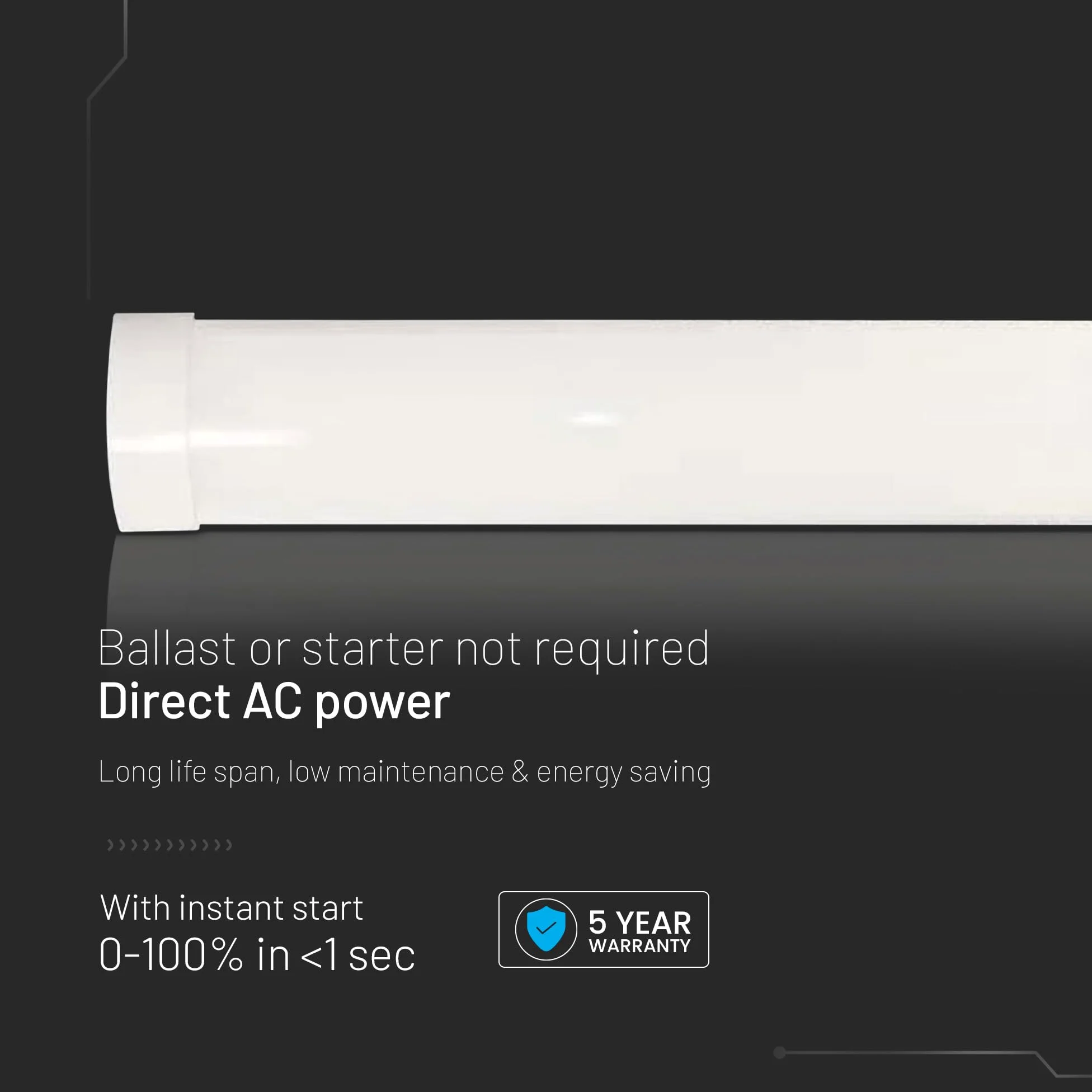 V-TAC 2x Plafoniera LED 150 CM da Soffitto o Parete - 50W - Chip Samsung - Lampada Rettangolare 6000 Lumen IP20 per Parete, Garage, Negozio,Magazzino - Plafoniere Tubo - Luce 4000K Bianca Naturale