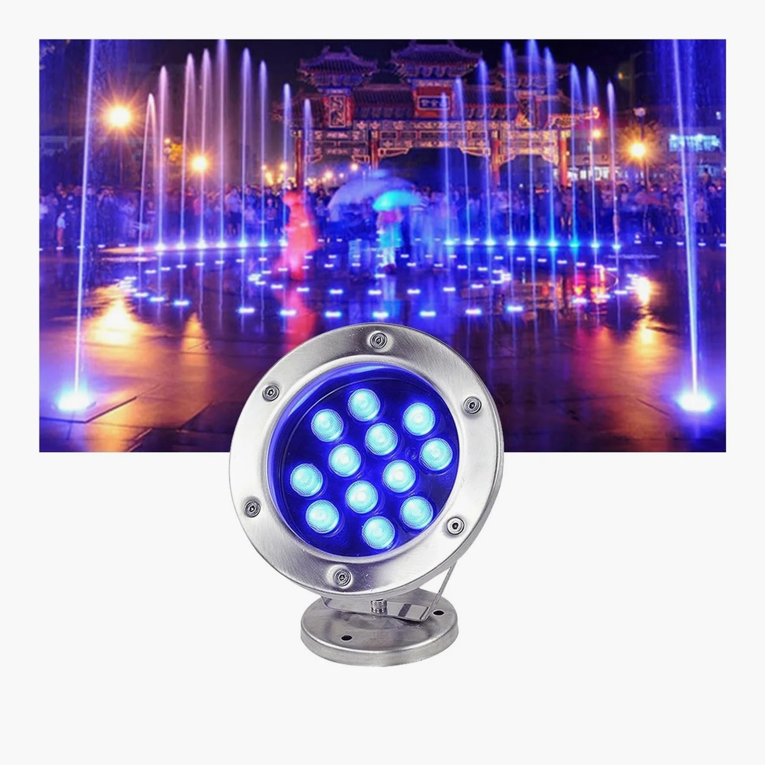 24w Luce Subacquea LED Luce Stagno 12-24V IP68 Luce Impermeabile Paesaggio Acquatico for l'illuminazione Giardino, Patio, dell'acquario e Piscina (Blue)