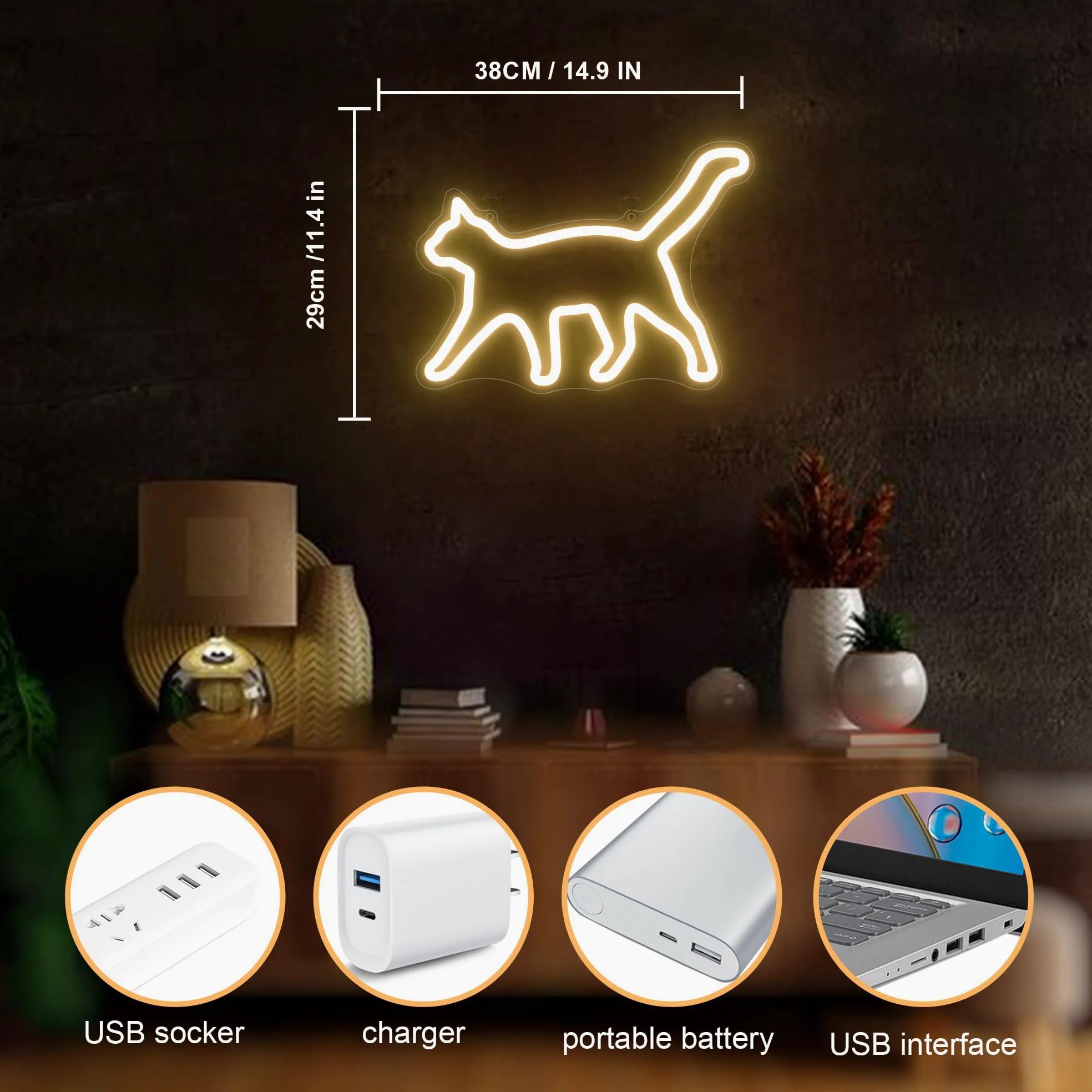 CoolGift Mart Cat Neon Sign, Cat Lamp Wall Decor, Dimmable Birthday Party Decorations for Home, Patio, Garden, Bar, Ristoranti, Hotel, Negozi, Club, Regalo per Amici, Famiglia e Bambini