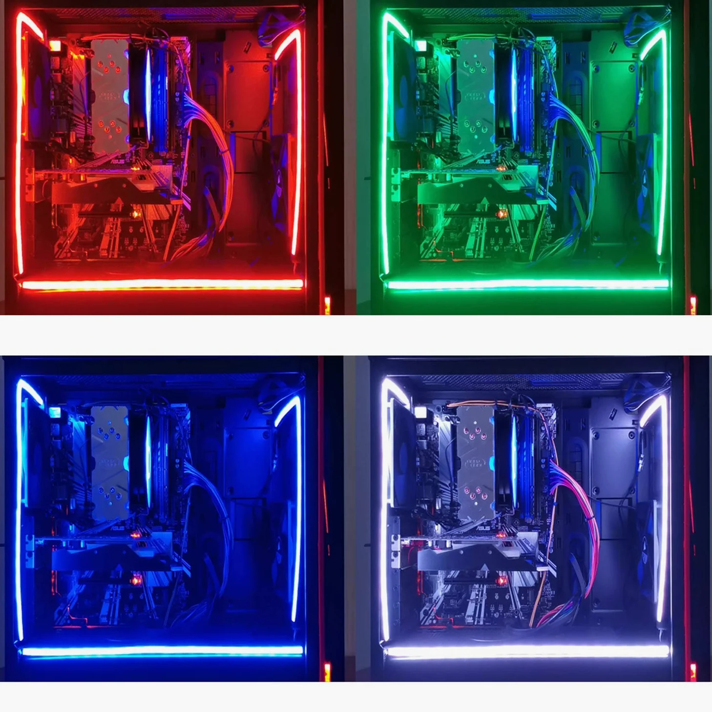 airgoo Striscia LED RGB neon per PC, 40 x 1,4 x 0,7 cm, tubo diffuso in gomma siliconica, per intestazione RGB a 4 pin da 12 V, con staffe magnetiche, facile da installare