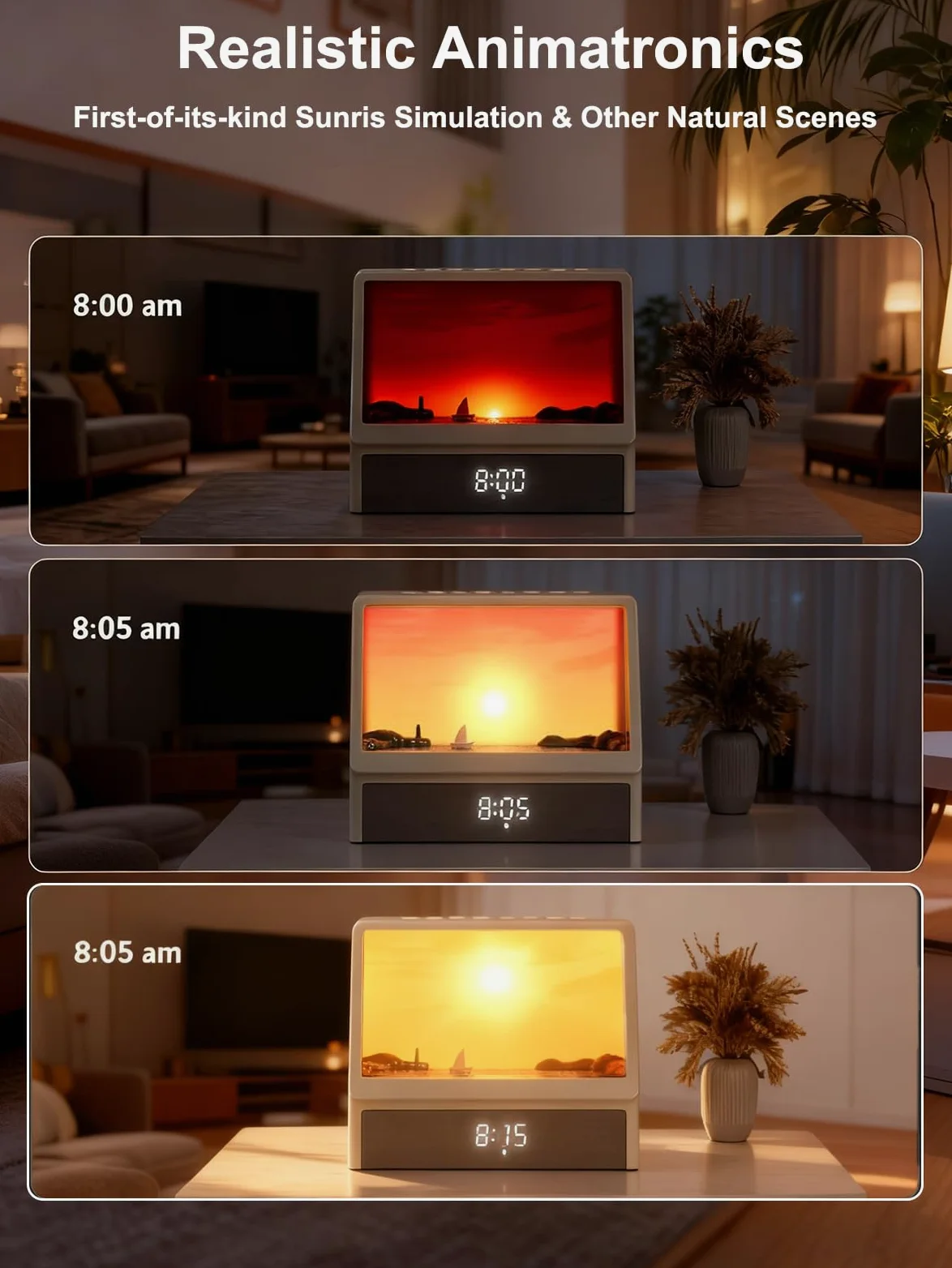 Sveglia Luminosa Digitale da Comodino, Sveglia Analogica Alba Generatore di Rumore Bianco con 7 Modalità, 12 Suoni Naturali, Altoparlante e Telecomando, Sunrise Alarm Clock Regalo per Dormiglioni