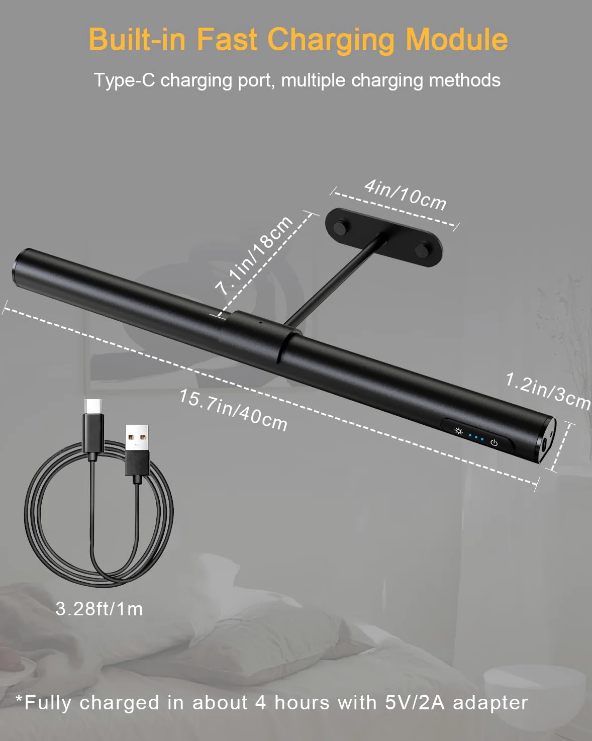 GOVSSING Lampada fotografica senza fili con telecomando, 40 cm, senza fili con 3 modalità di illuminazione, 4000 mAh, cornice ricaricabile con timer, lampada fotografica per dipingere foto