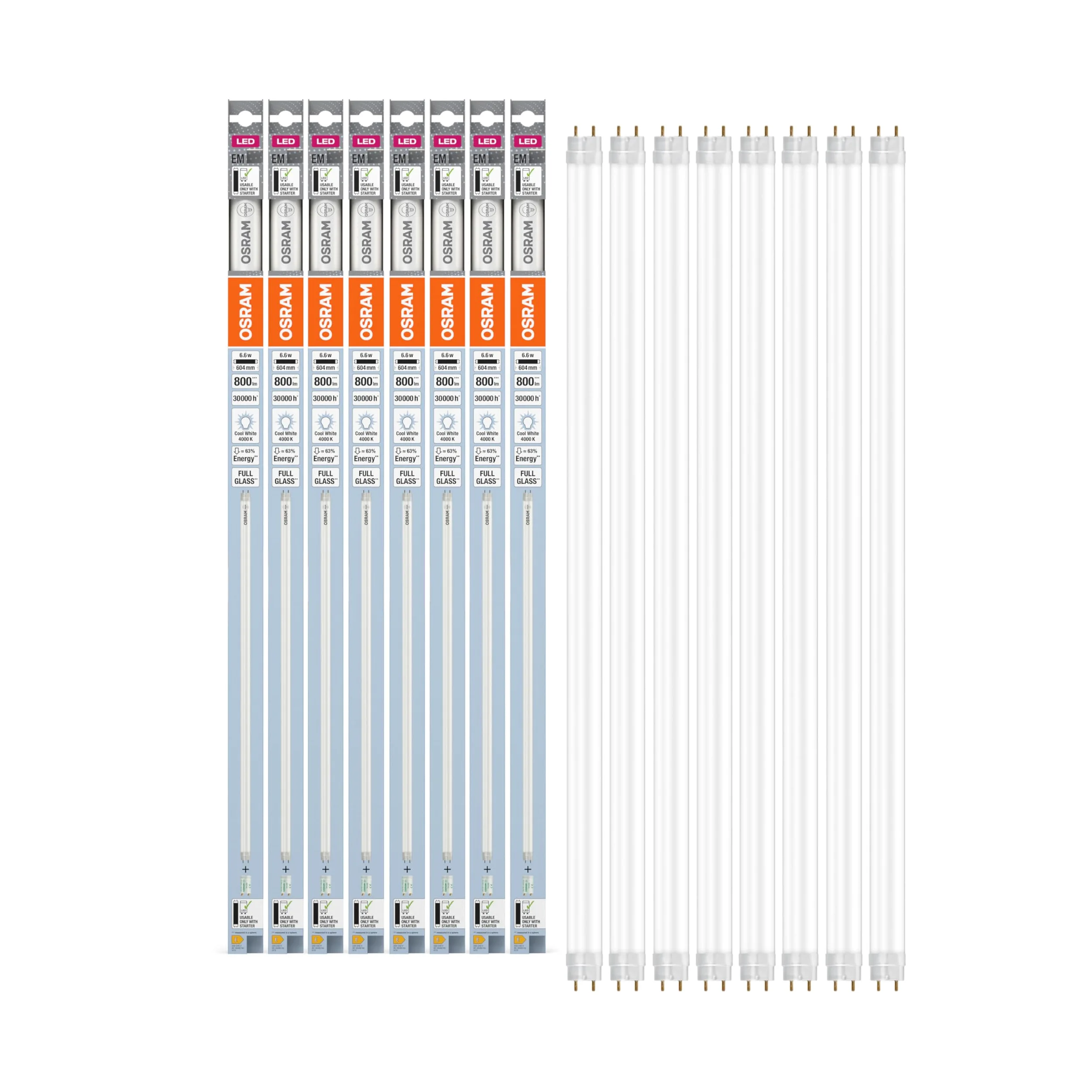OSRAM LED TUBE T8 18 EM 600 mm, tubo LED lineare, 6.6W, 800lm, 4000K, luce bianca fredda, sostituzione LED per tubi fluorescenti T8 con attacco G13, lunga durata, basso consumo energetico