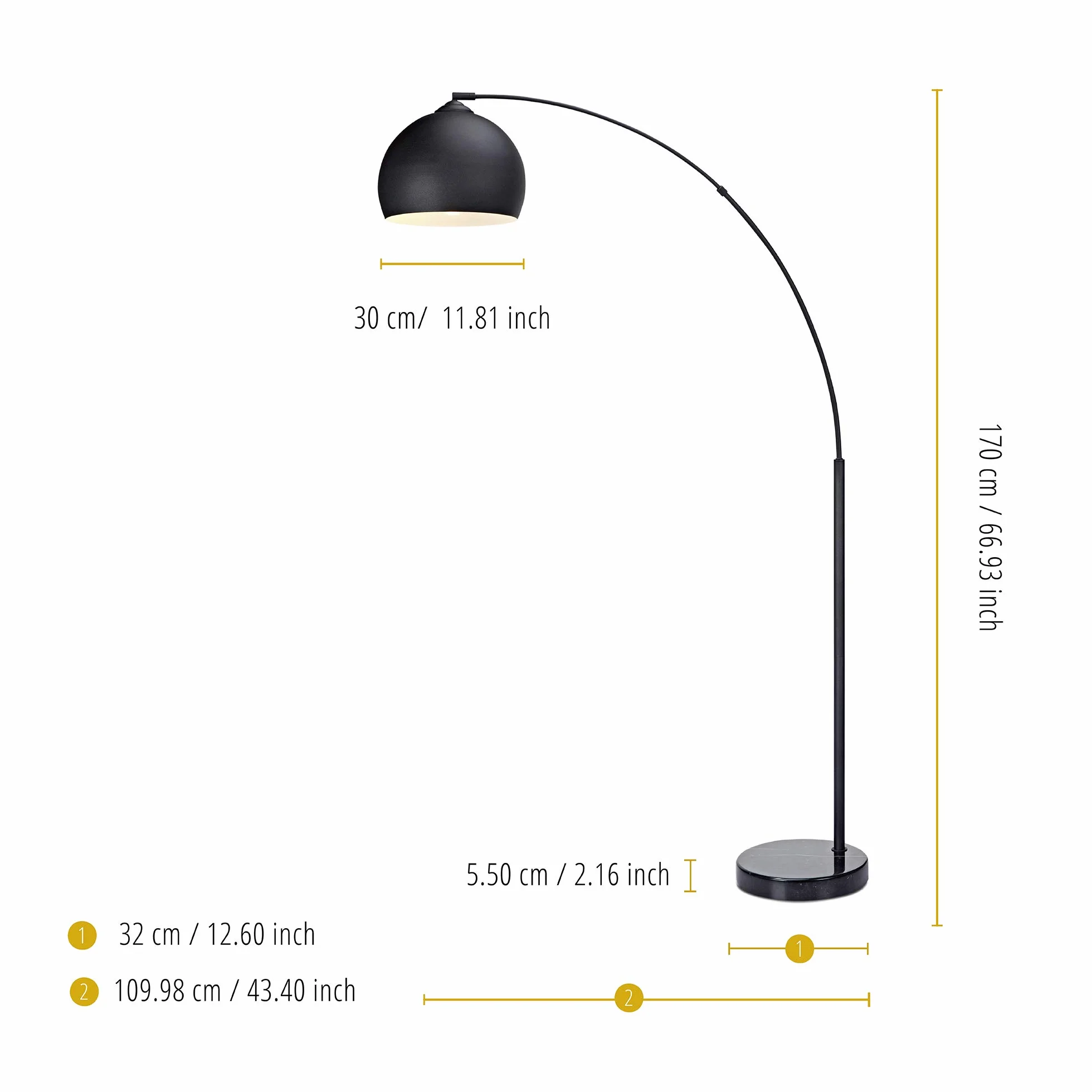 Lampada da terra LED Illuminazione Negra Moderna Arquer Versanora VN-L00013-EU