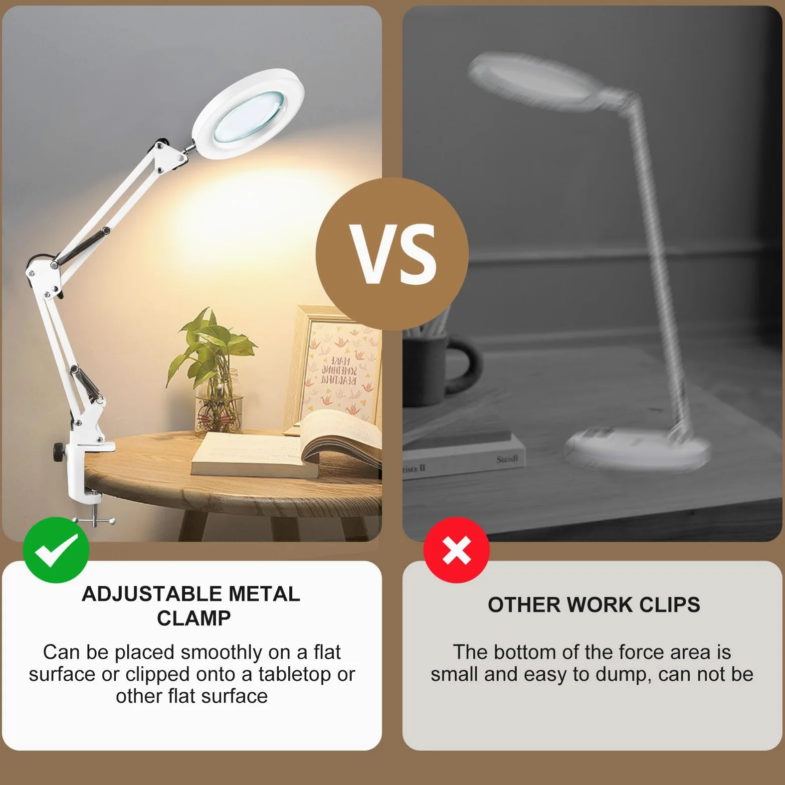 Towwoo Lampada con Lente d'Ingrandimento, 10X Lente d'ingrandimento da Tavolo con Luce e Supporto, 72 LED Dimmerabili, 3 Colore e 10 Livelli di Luminosità, per Lettura, Riparazione, Artigianato