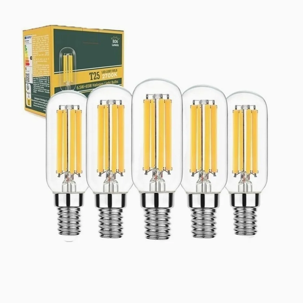 XYAL Lampadine, Confezione da 50 Lampadine a Filamento LED AC220V T25 E14 6,5W Edison Illuminazione Notturna Dimmerabile Senza Strobo