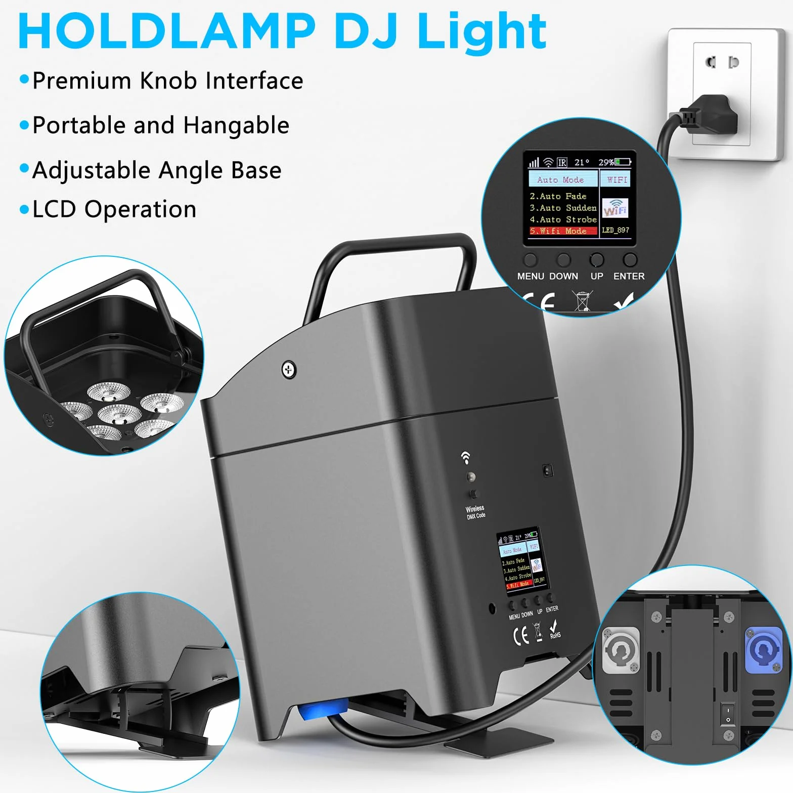 2 pezzi 108W RGBWA + UV LED proiettore batteria illuminazione palcoscenica con telecomando/APP, DMX-6/10CH luce discoteca per festa DJ Halloween Natale