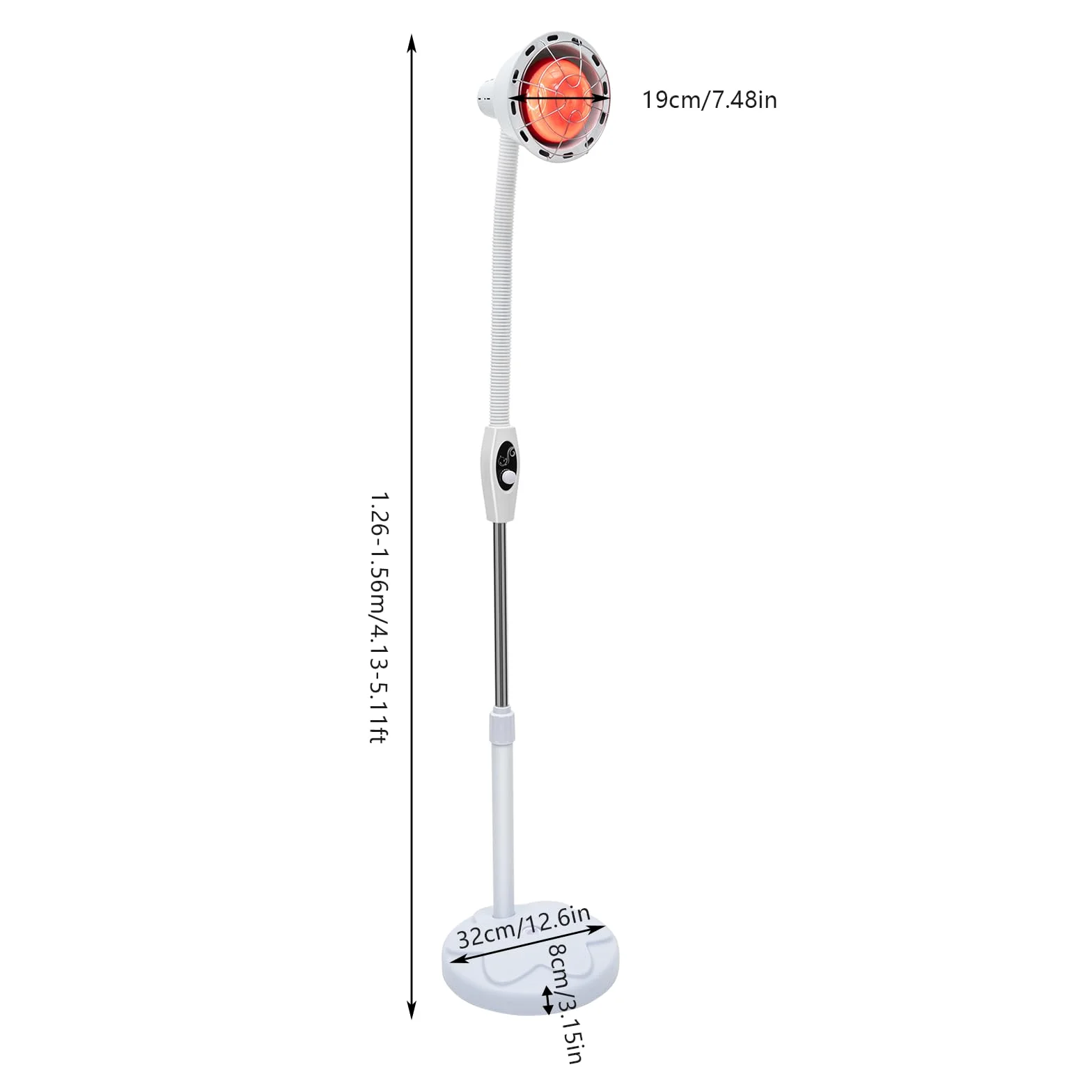 Lampada termica da 275 W, luce rossa a infrarossi, lampada da terapia con supporto per schiena, collo, spalle, ginocchia, mani e articolazioni