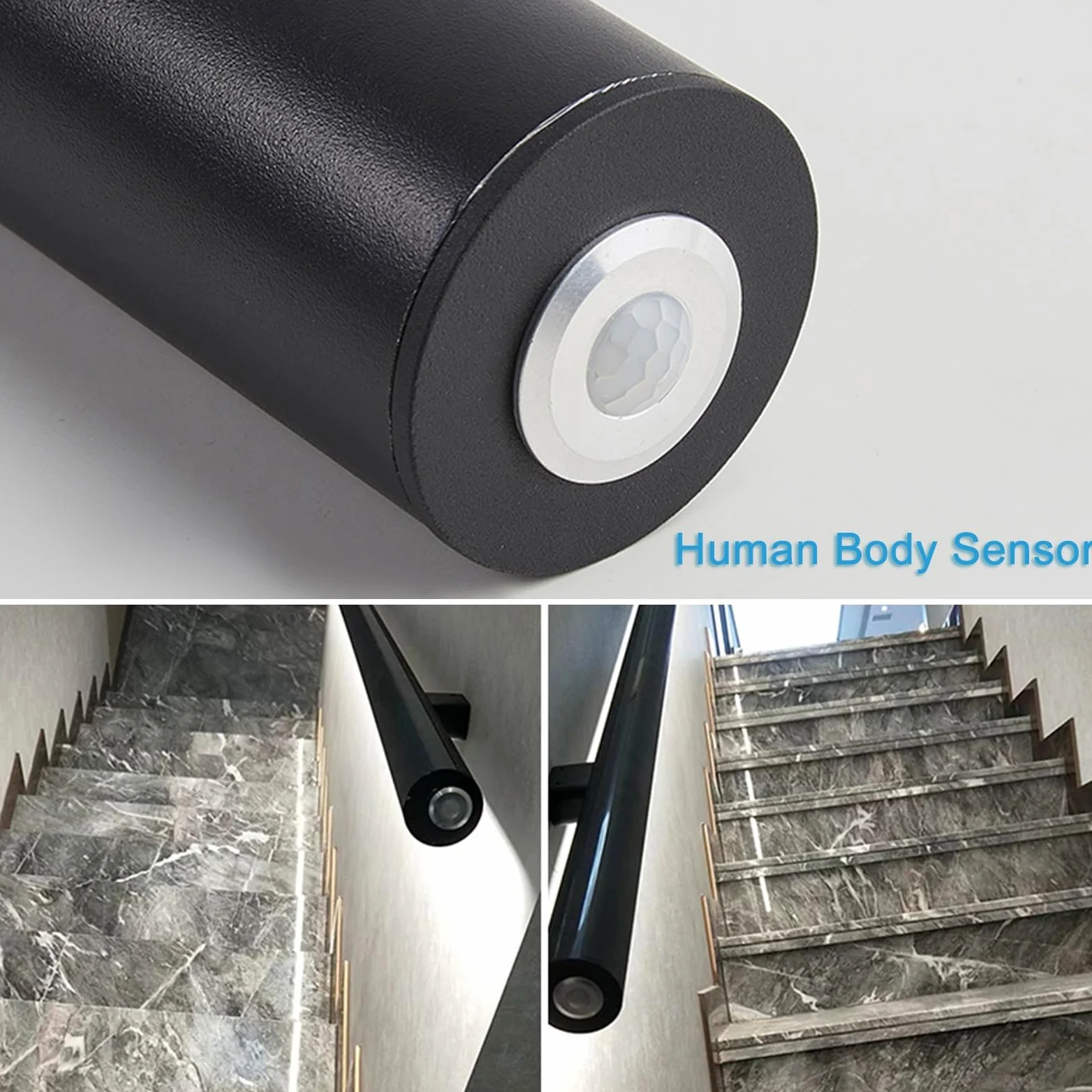 Sensore LED Mot Wall il Safe il per scale interne nero opaco lato sinistro 24in / 60 cm migliora sicurezza e visibilità