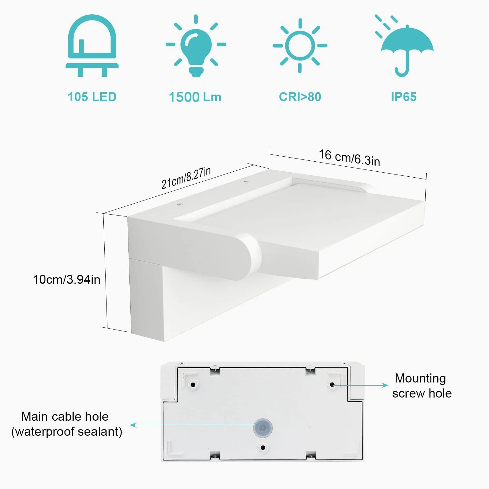 Klighten 24W Lampade da Parete LED Esterno Interno IP65, Lampade Esterno Orientabile Applique Moderno da Parete in Alluminio per Corridoio Ingresso Giardini, Bianco Caldo 2700K-3000K, Bianca