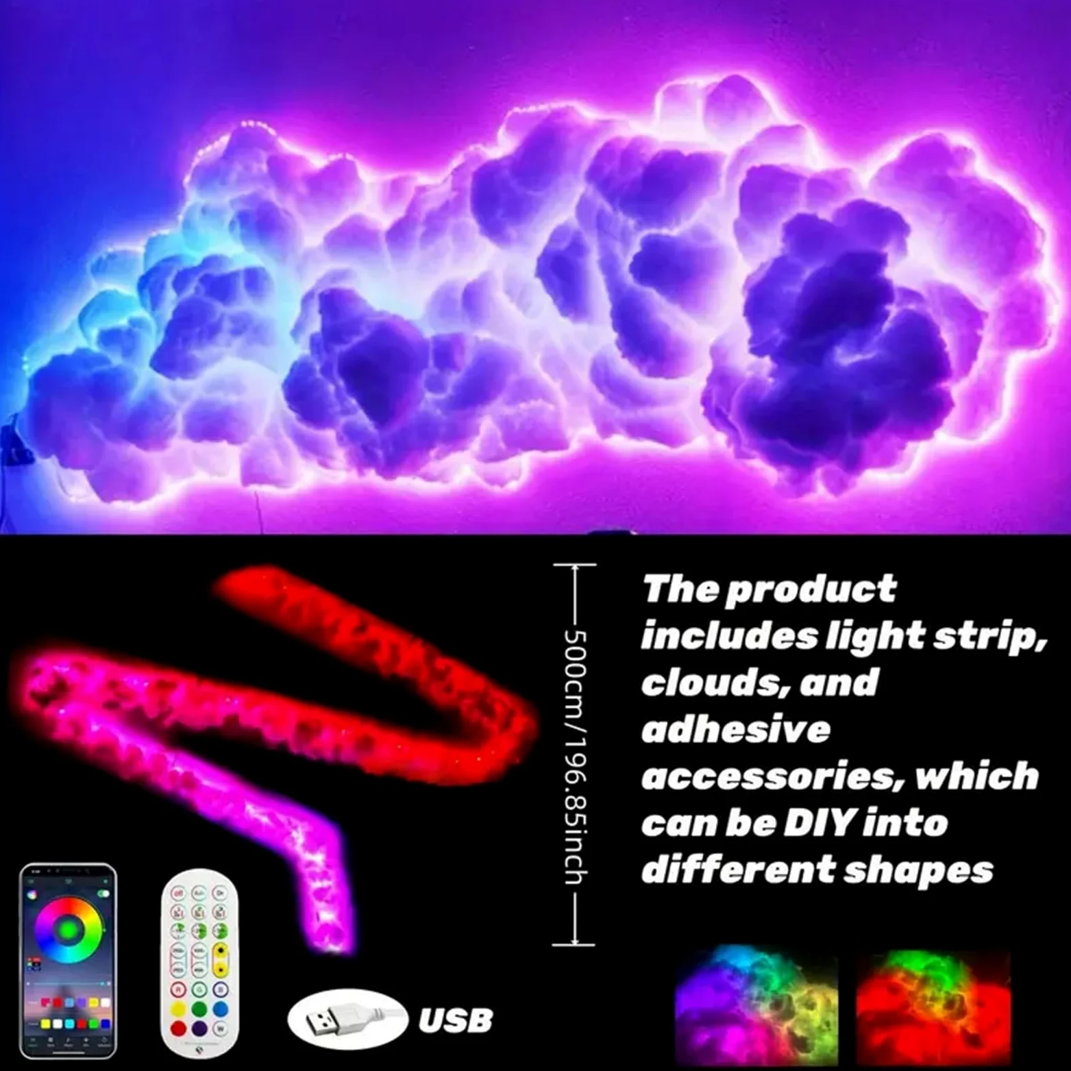 Lampada da Tavolo con luci notturne Smart Cloud, soffitto della Camera da Letto, Decorazione Galleggiante a Forma di Cartone Animato, Decorazione Multifunzionale per cameretta dei