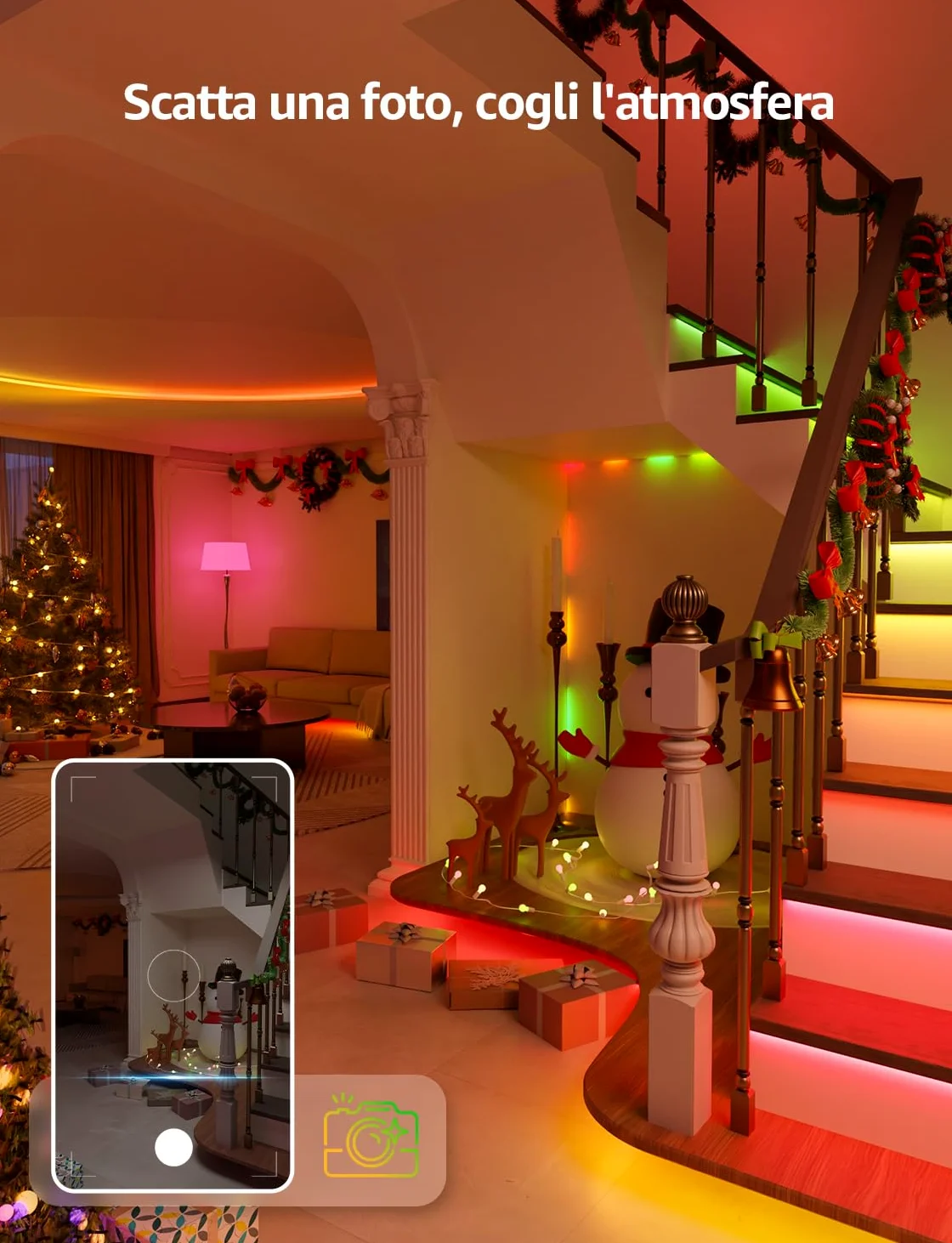 Lepro S1 AI Smart Striscia LED 20M,Strisce LED Camera da Letto,Funziona con Alexa/Google Assistant,Controllo Vocale,Sync Musicale per Festa in Soggiorno,Progettista Illuminazione AI Personalizzato