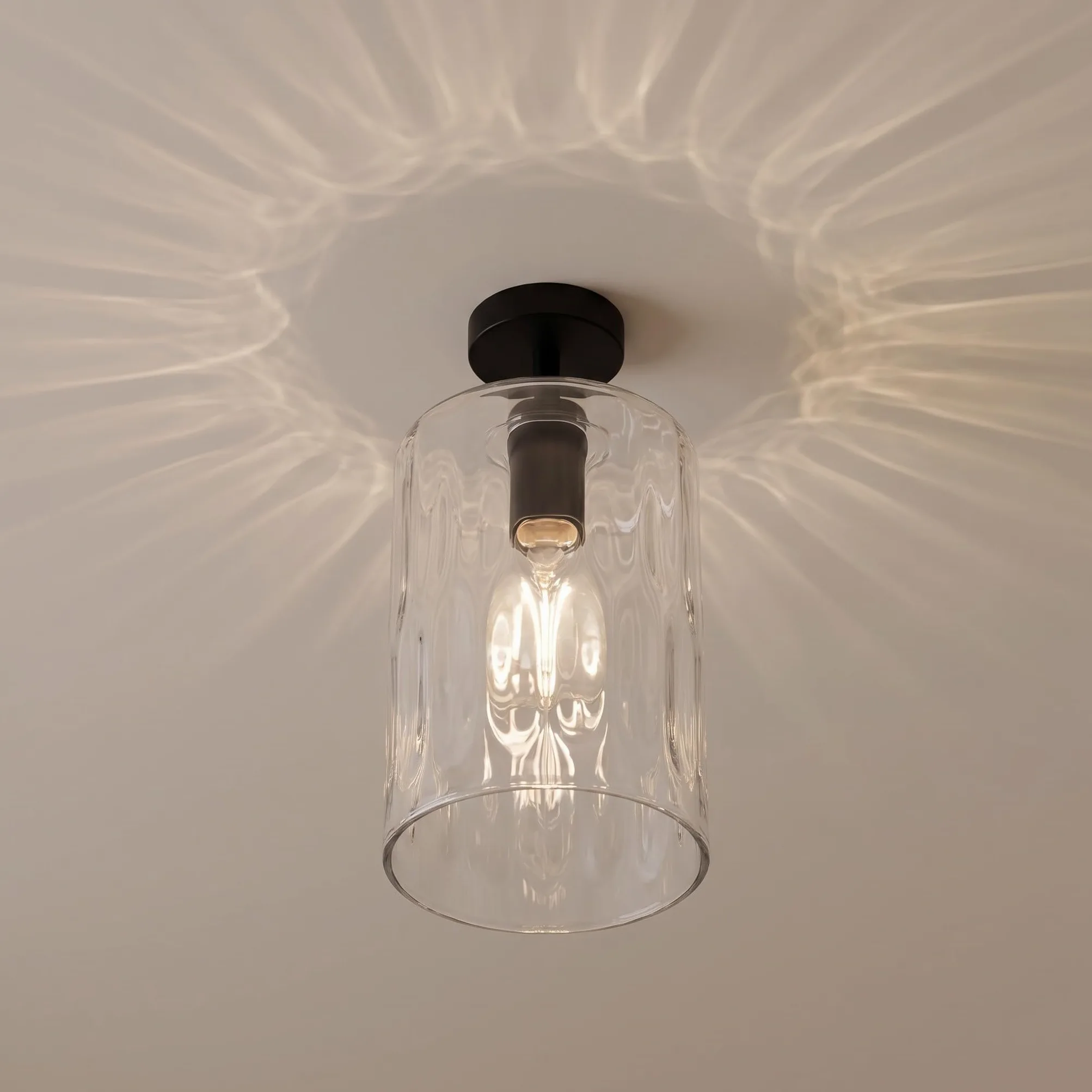 TOPBATHY 3 Pezzi Paralume in Vetro E27 Martellato per Lampada a Sospensione | Leggero e Resistente al Calore, Diffusione Uniforme della Luce, Cilindrico 1-5/8, per Ufficio e Camera