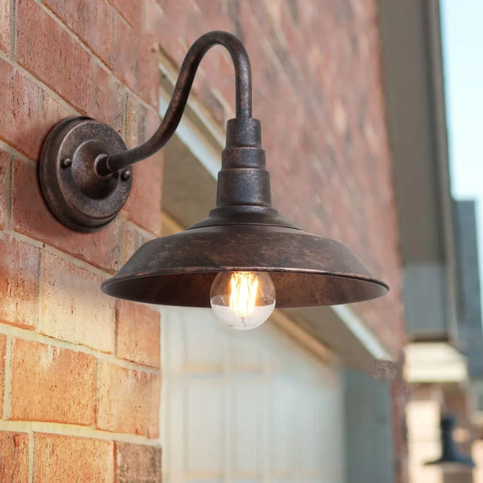 2 Pezzi IP54 impermeabile applique da parete per esterni 10 "applique da parete per esterni in bronzo retrò E27 lampada da parete in ferro antico casale lanterna esterna per portico garage
