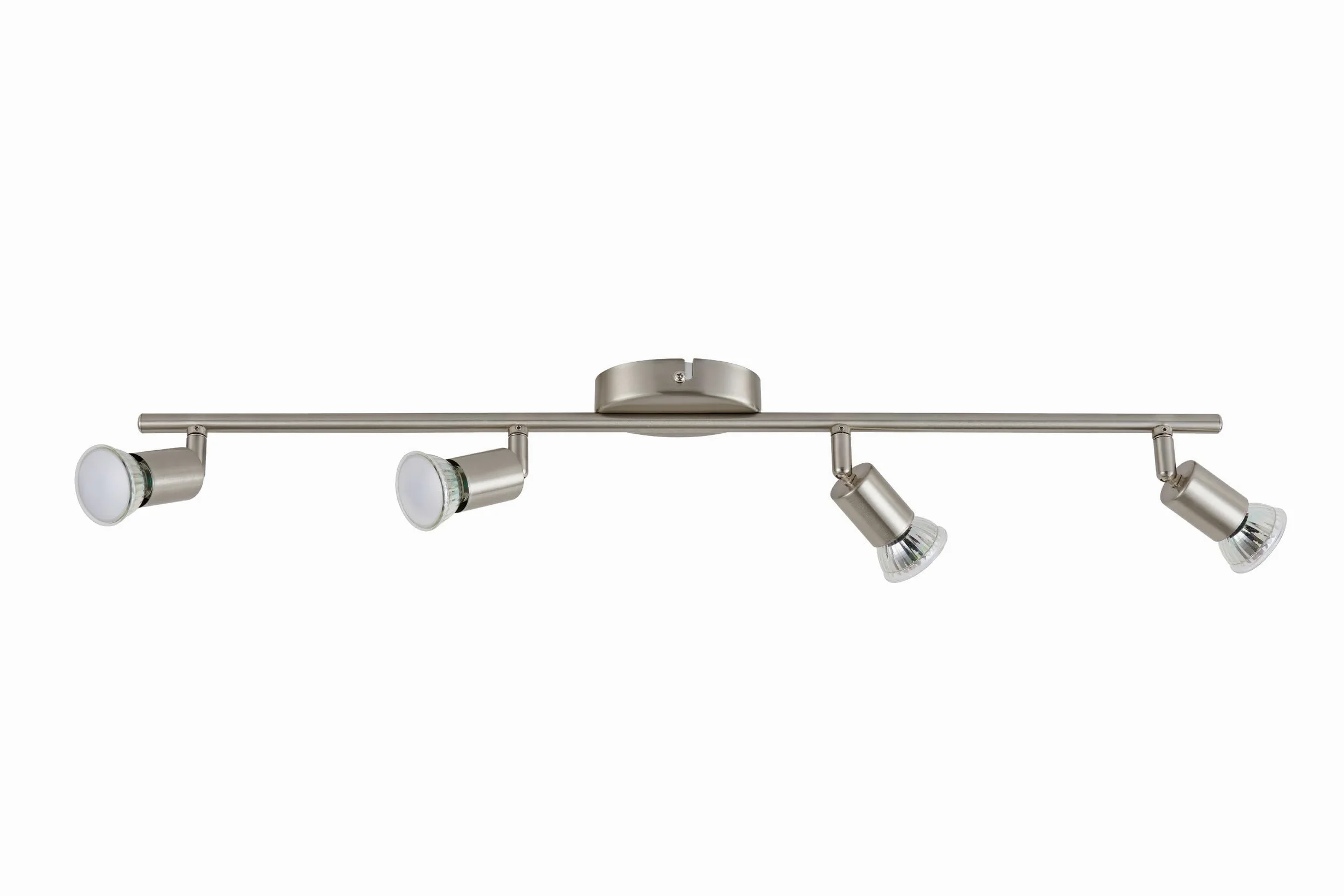 Eglo LED Plafoniera Buzz-LED, lampada da soffitto 4 fiamme, faretti | da soffitto in metallo nichel opaco, lampada per soggiorno, cucina, spot con lampadine GU10, luce calda, L 68,5 cm