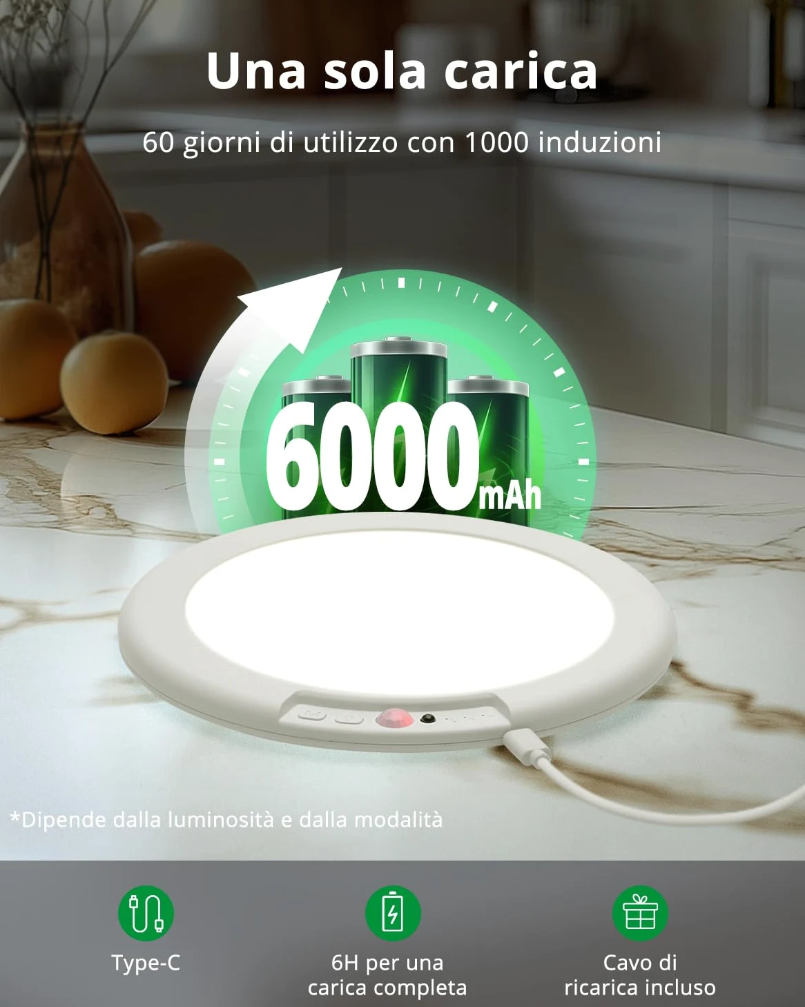 Bojim IP44 Plafoniera LED Luce Ricaricabile Bagno 6000 mAh per 85 Giorni e Sensore Movimento, Luci Senza Fili Telecomando per Garage Ripostiglio Luce Fredda Neutra e Calda in 2 Pezzi