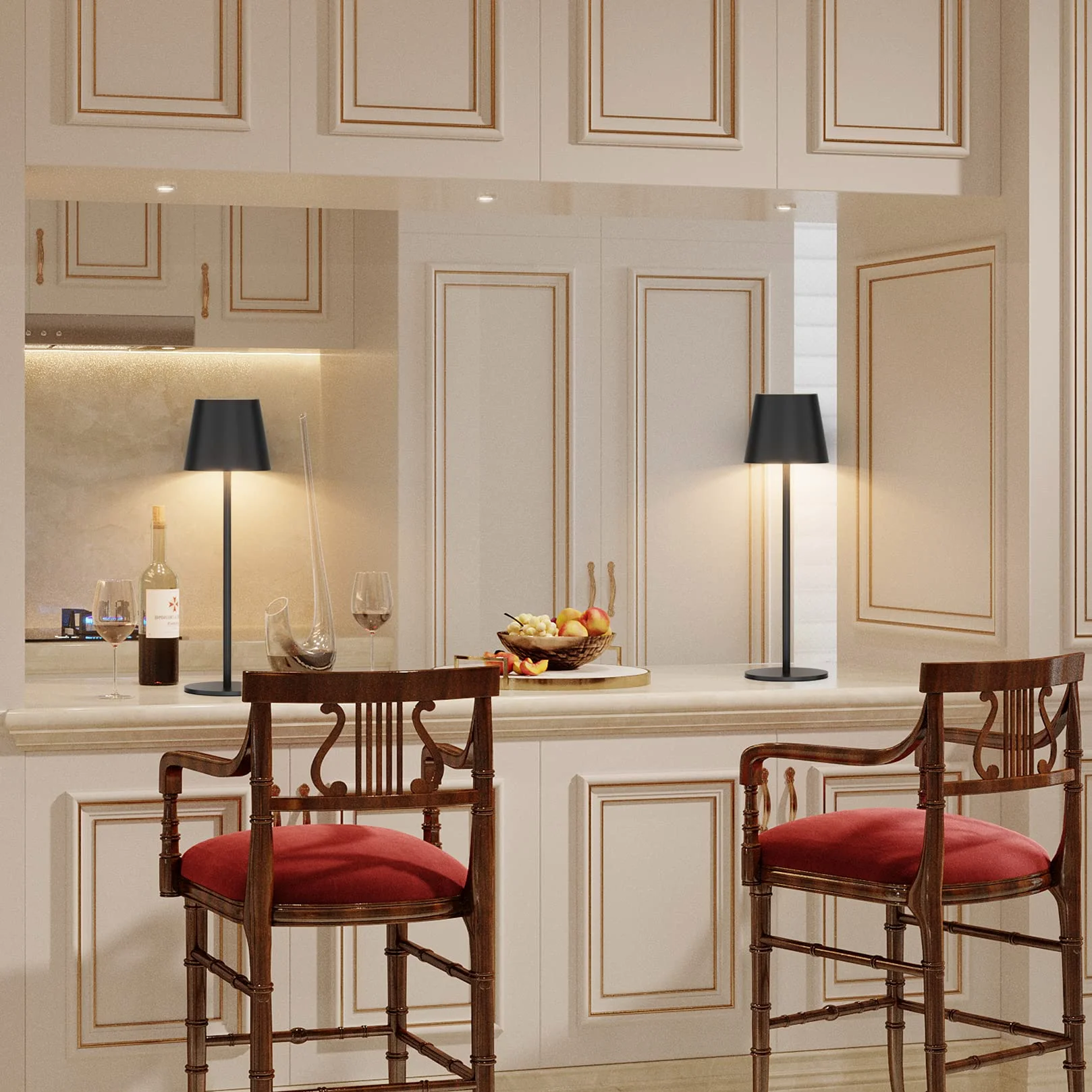 K-Bright 2 pezzi Dimmerabile LED Lampada da tavolo senza fili, Ricaricabile Luce calda Colore e Dimmerazione RGB Impermeabile IP54, scrivania Illuminazione per interni per esterni Nero