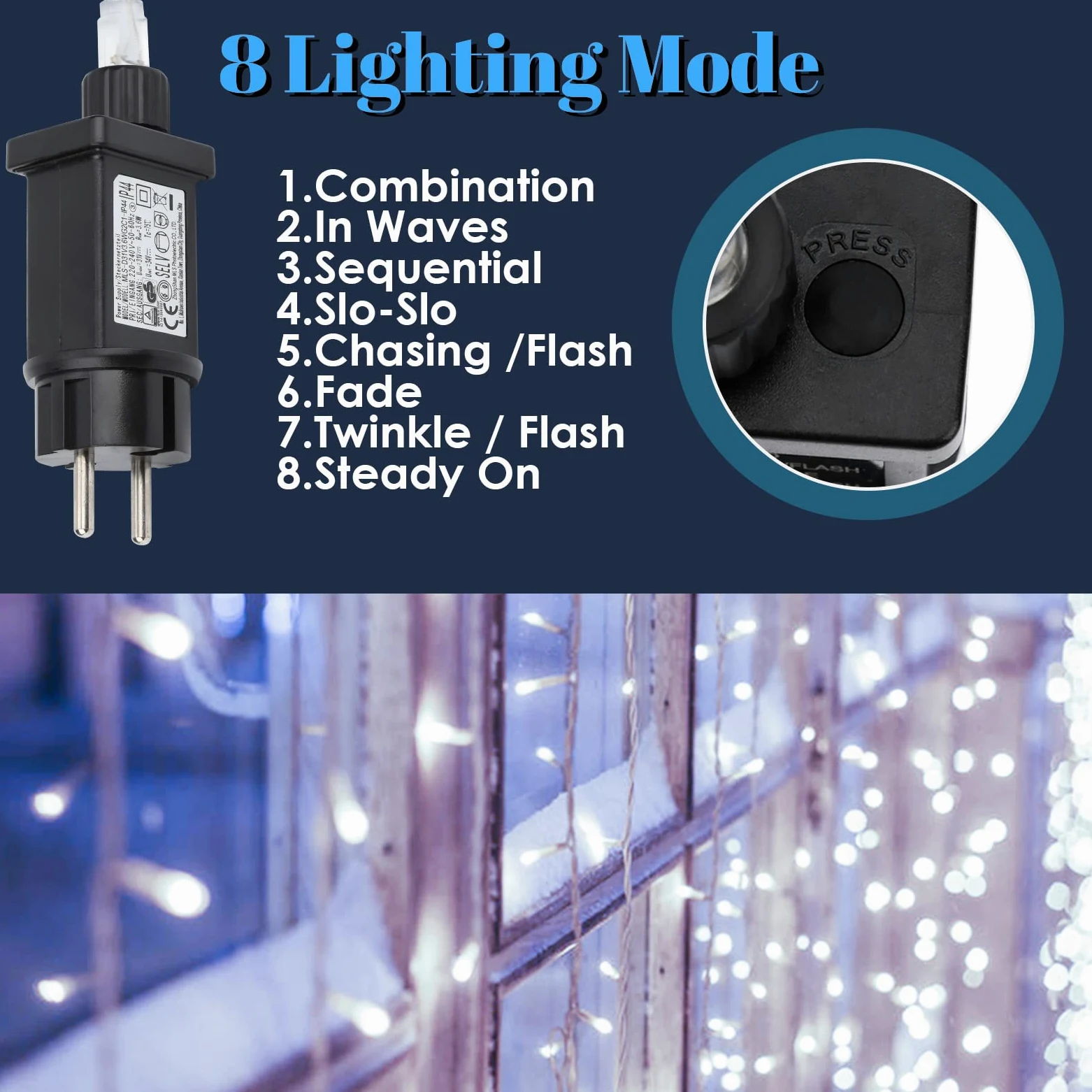 Sonnewelt Catena luminosa a LED, 100 m, 400 LED, luce bianca fredda, impermeabile, alimentata con spina, 8 modalità, funzione di memoria, decorazione per interni ed esterni