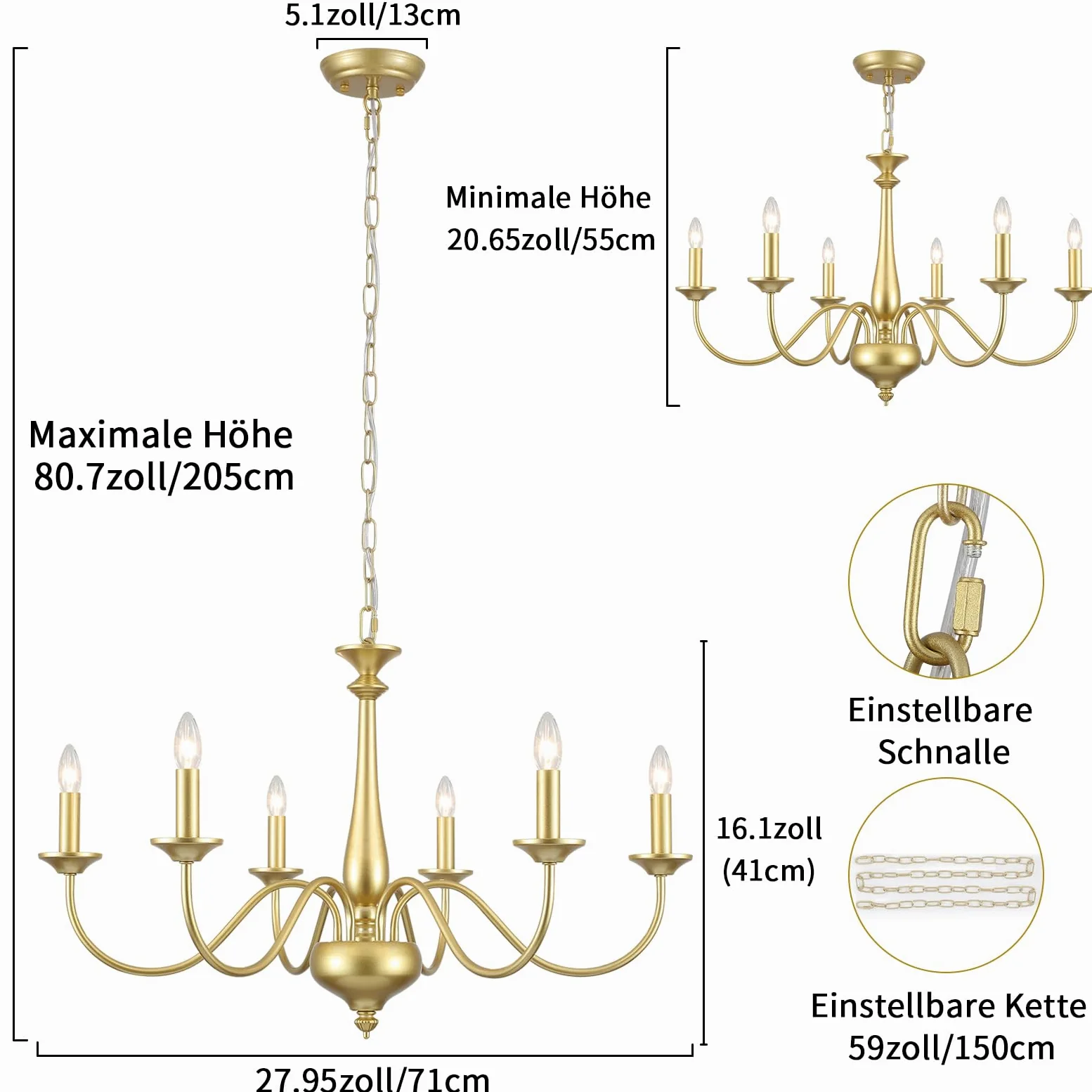 Lampadario dorato a sospensione vintage lampada a sospensione 6 luce lampada a sospensione soggiorno, lampadario sala da pranzo, lampadario industriale per cucina camera da letto, lampadina E14