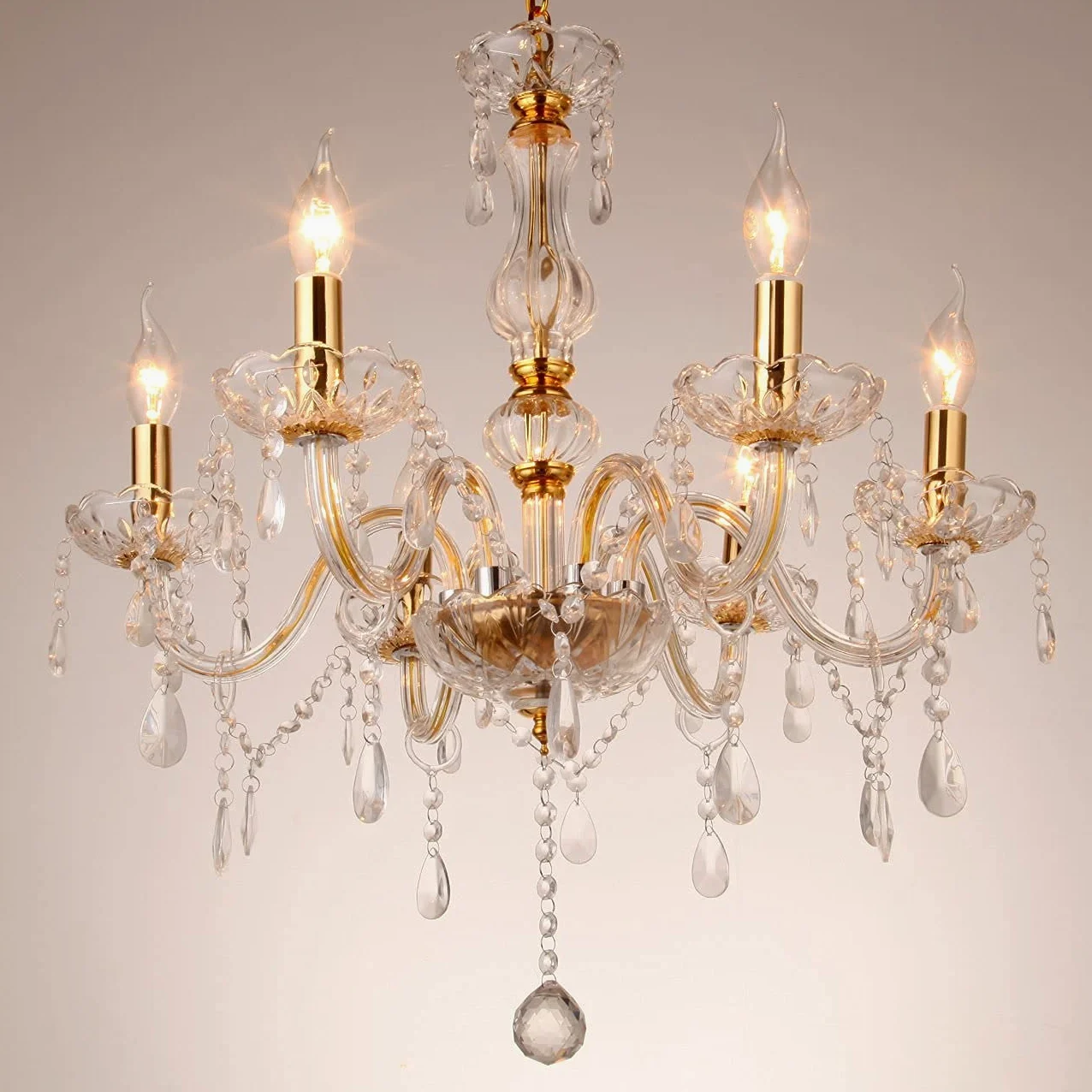 Ridgeyard Classico 6 Luci Pampille Lampadario Vetro K9 Cristallo Lampada Da Soffitto Lampada Apparecchio