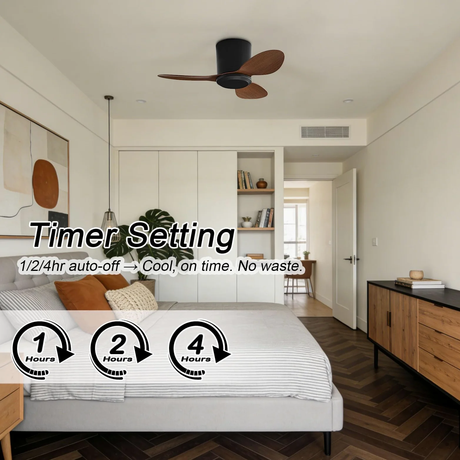 Ventilatore da soffitto senza luce Piccolo ventilatore da soffitto moderno con telecomando 6 velocità ventilatore da soffitto senza luci per ristorante camera da letto Patio (25 pollici)
