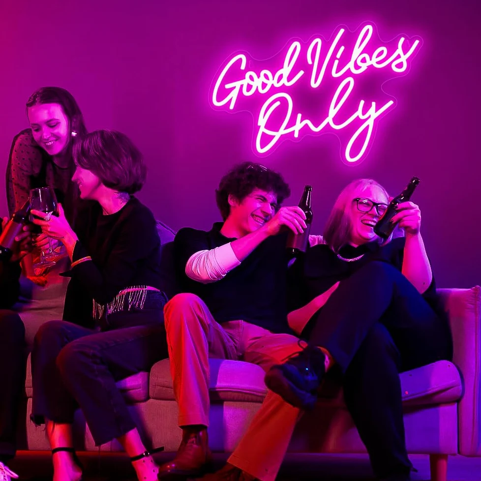 Good Vibes Only Neon Signe, Good Vibes Neon Signe Per La Décoration Murale, Belle Rose Neons Logo Per La Décoration De Chambre De Fille, FêTe, Anniversario, Matrimonio, Salone Centro Commerciale