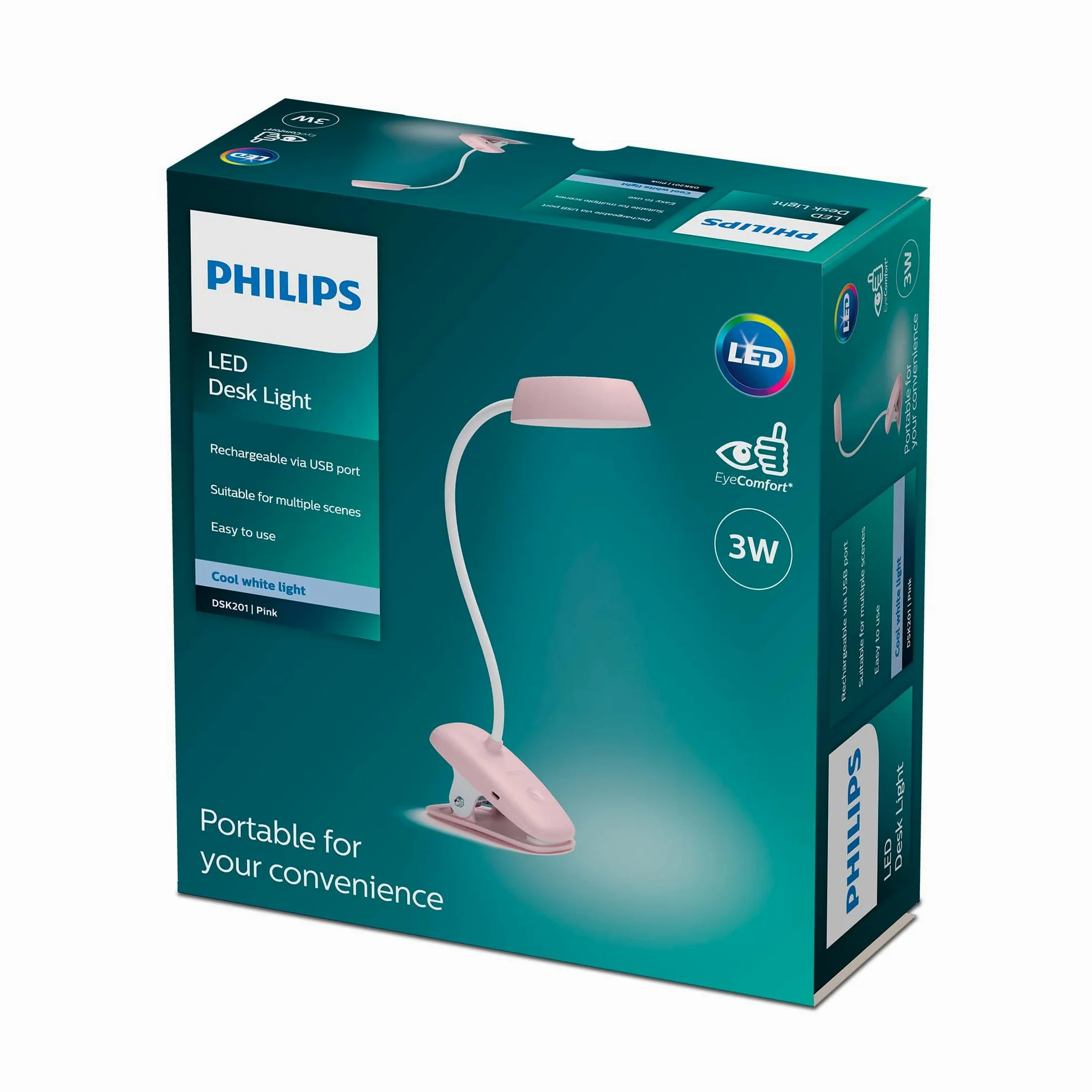 PHILIPS LAMPADA DA TAVOLO DONUTCLIP 2.3W 40K P USB 02 Rosa 39687600