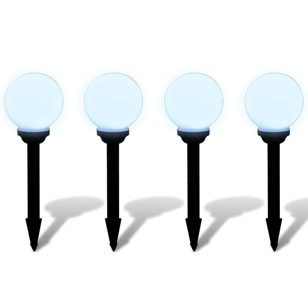 Tidyard 4 pz Lampioni Solari LED Giardino Rotondi 15 cm con Picchetto,Faretti Solari da Giardino,Luci da Esterno Energia Solare