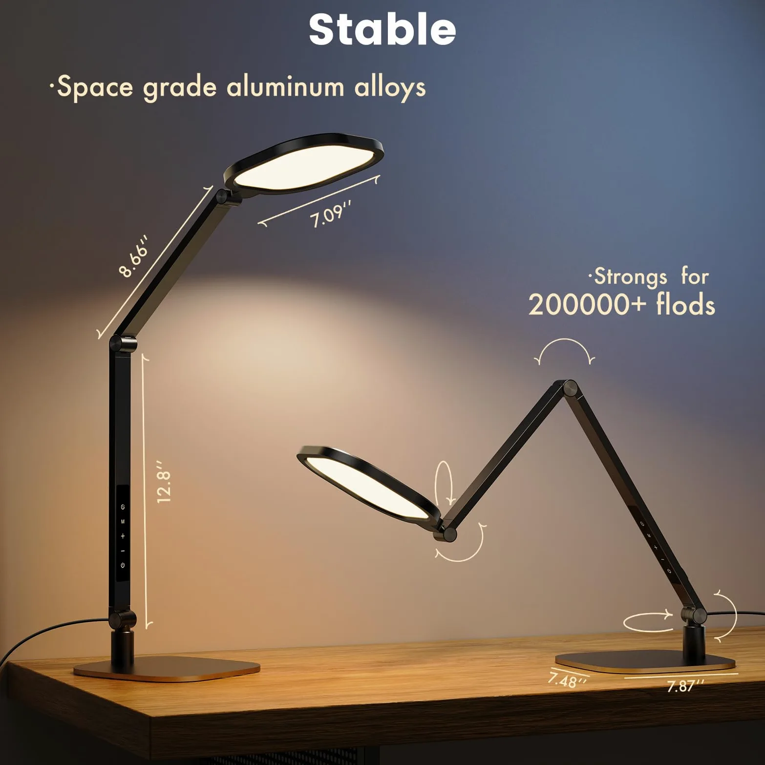 LitONES Lampada da scrivania a LED per casa e ufficio, 15 W, con braccio oscillante, funzione memoria e timer