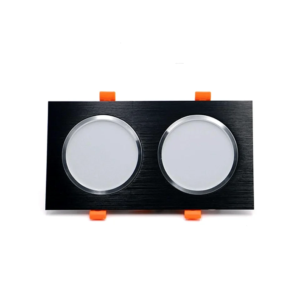 Generico Faretto da incasso a soffitto a LED a doppia testa con griglia quadrata for lampada spot da incasso for corridoio del centro commerciale(Black(18W),White light)