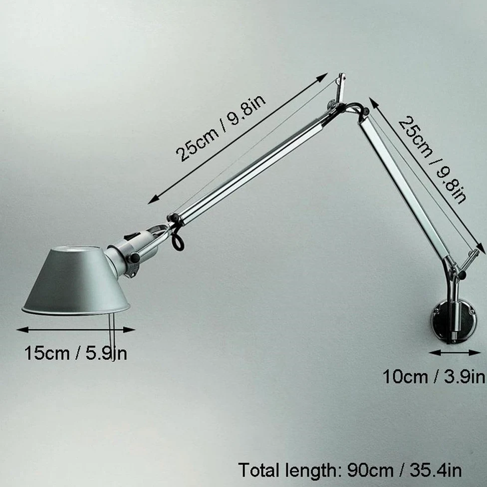 Lampade da parete a braccio lungo regolabili, LED interruttore a fascia in alluminio lampada a sospensione applique da parete moderna camera da letto studio lettura pieghevole riparo della parete