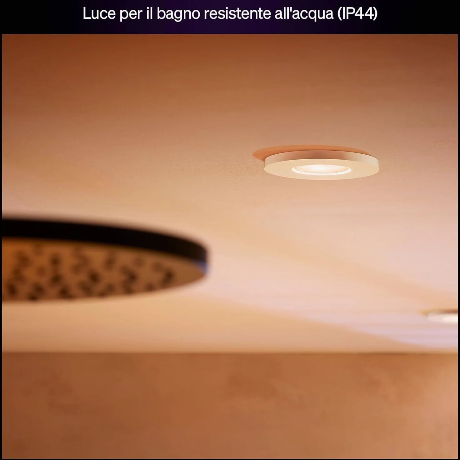 Philips Hue White Ambiance Adore, Faretto LED Smart da incasso, luce da bagno dimmerabile, Rotondo, Bianco, 3x4.2W, Telecomando Dimmer Switch incluso